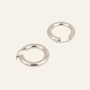 24 mm White Gold Hoops