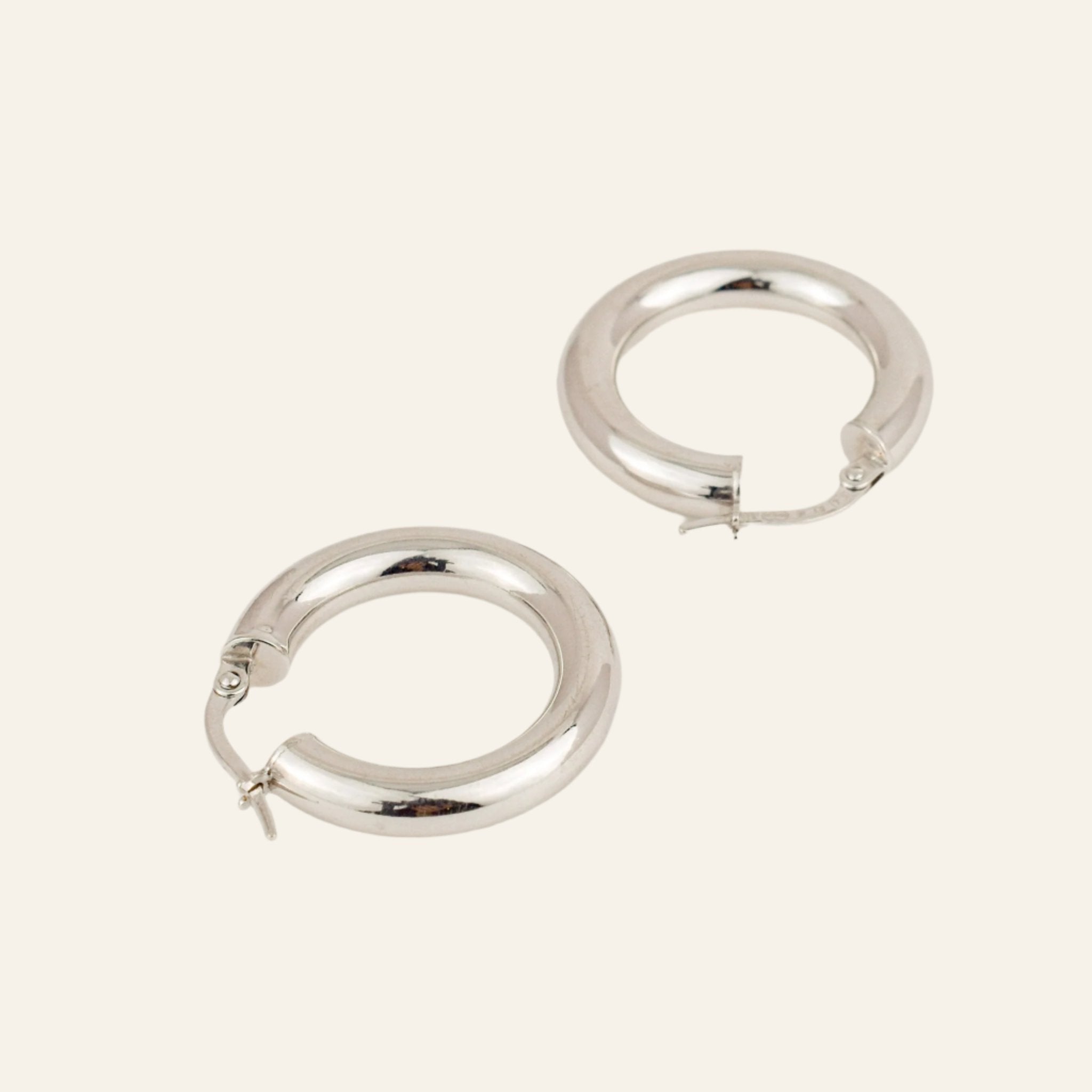 24 mm White Gold Hoops