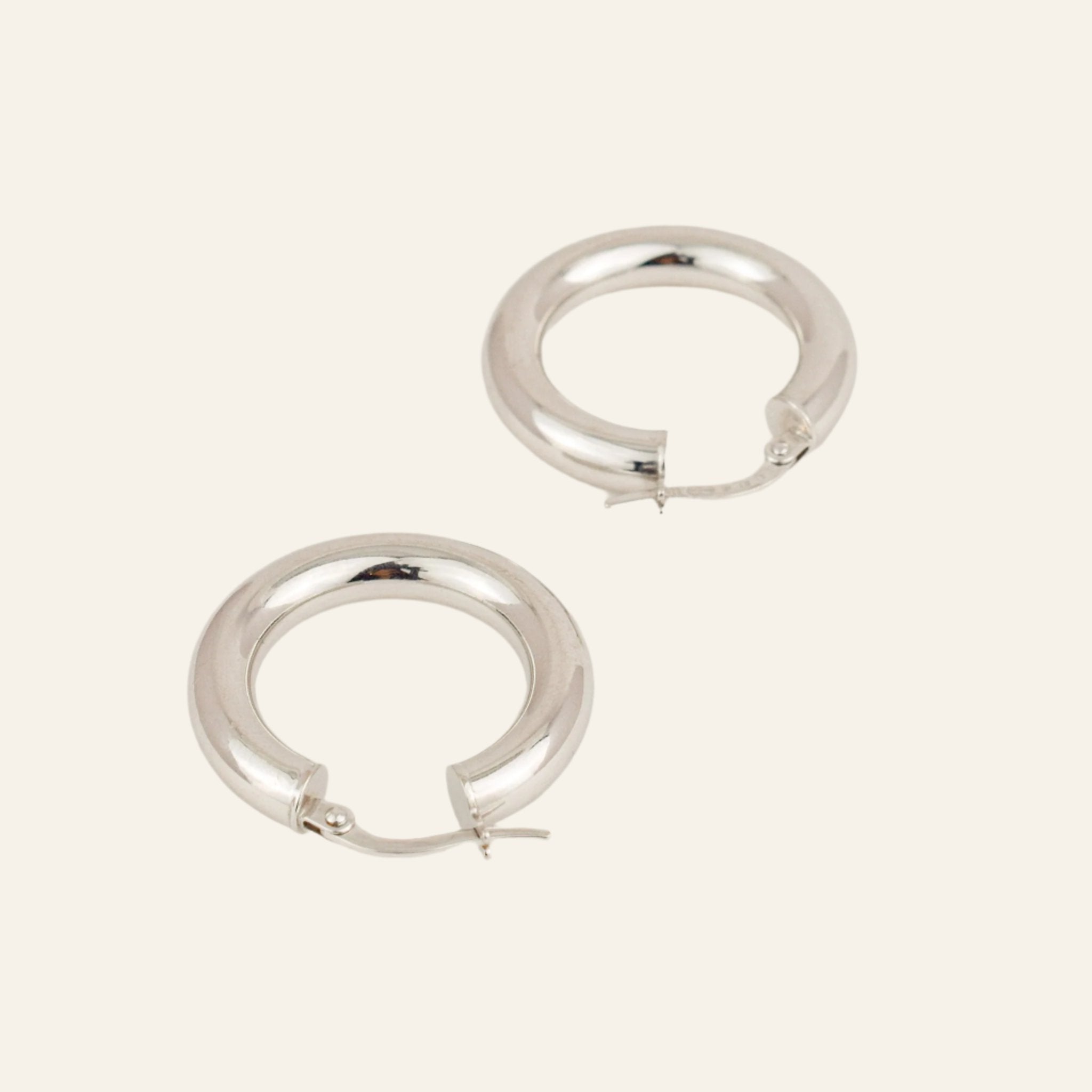 24 mm White Gold Hoops