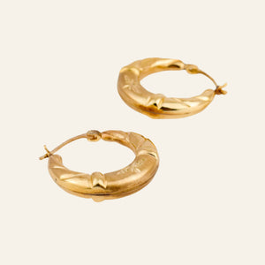 21.1 mm Diamond Etched Star Gold Hoops