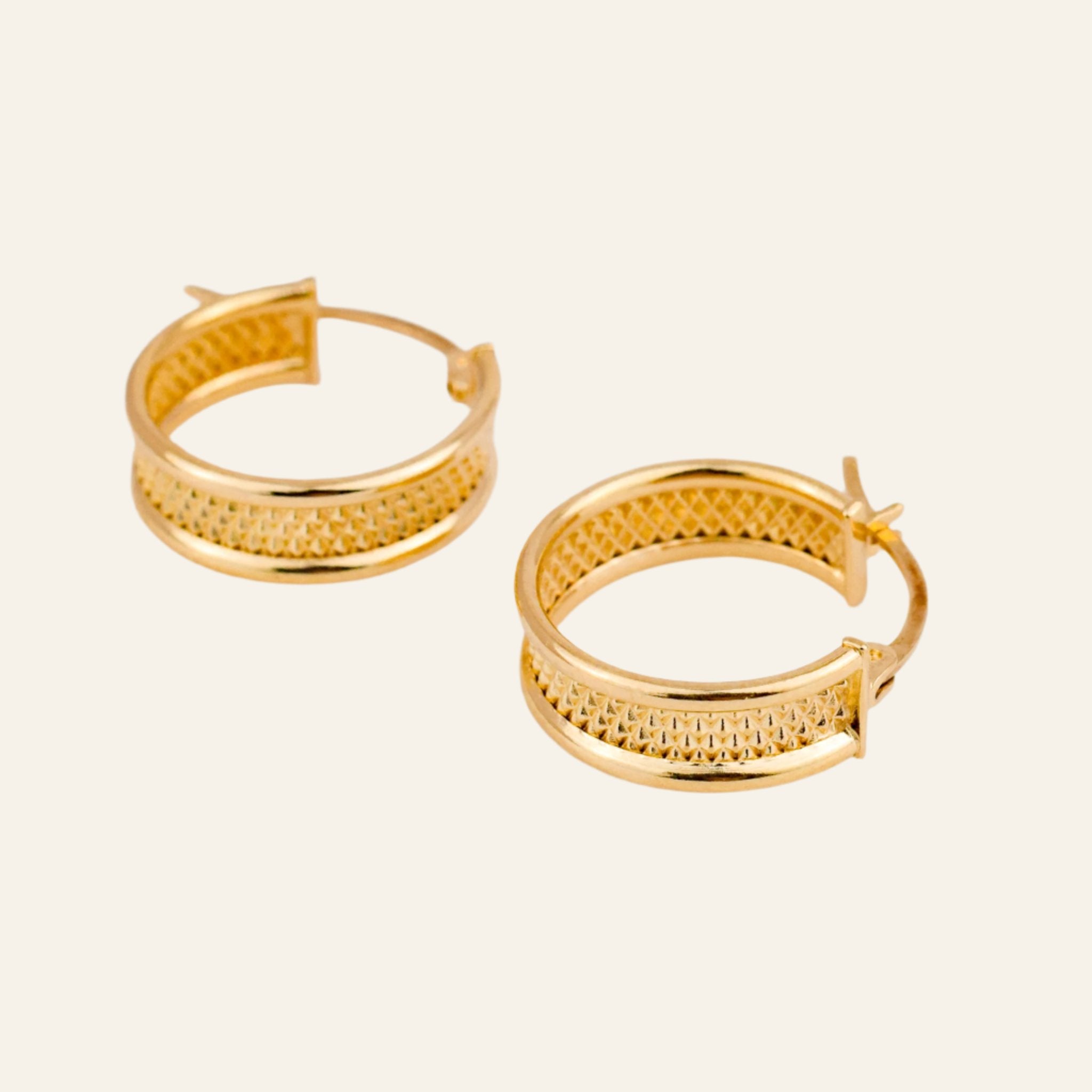 17.8 mm Microbeaded Gold Hoops