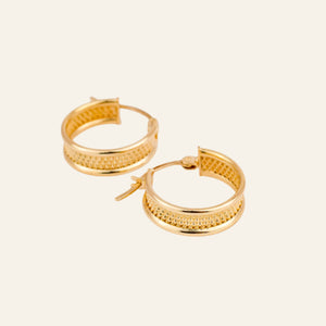 17.8 mm Microbeaded Gold Hoops