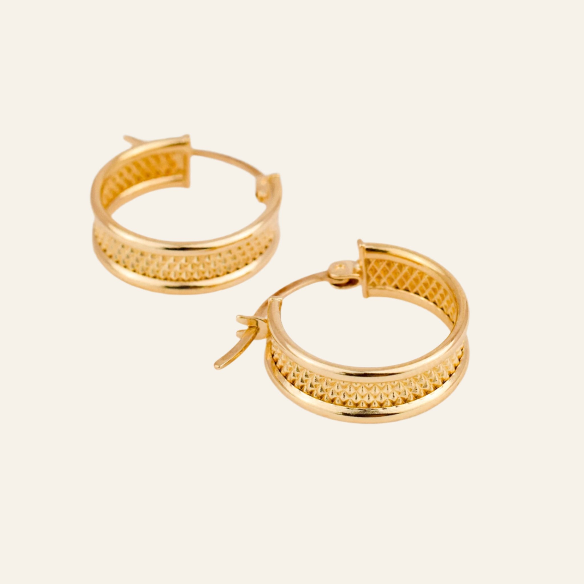 17.8 mm Microbeaded Gold Hoops