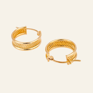 17.8 mm Microbeaded Gold Hoops