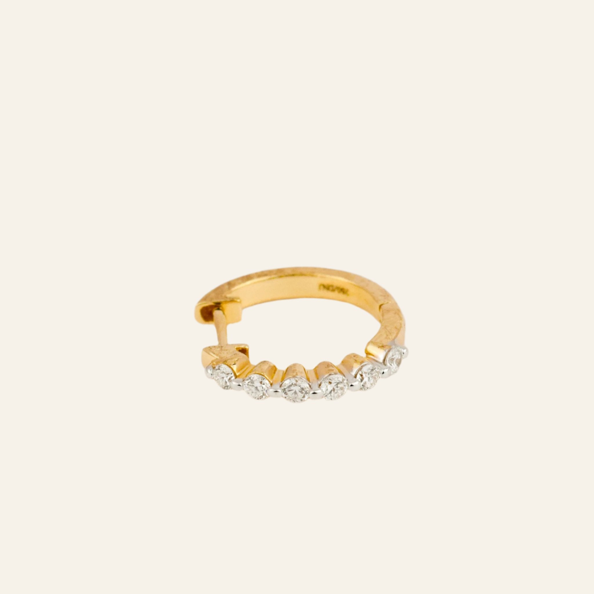 String of Diamonds Single Gold Hoop