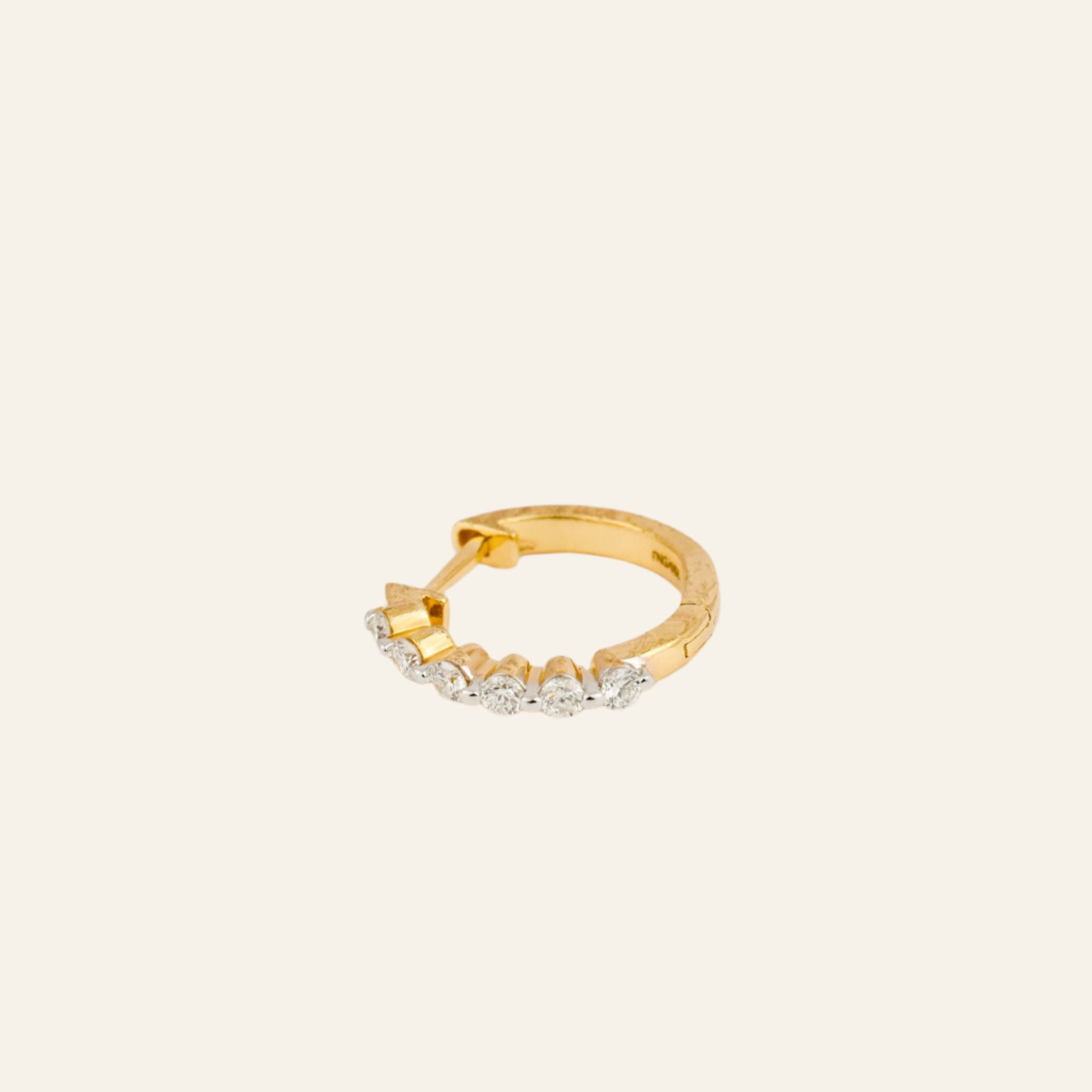 String of Diamonds Single Gold Hoop