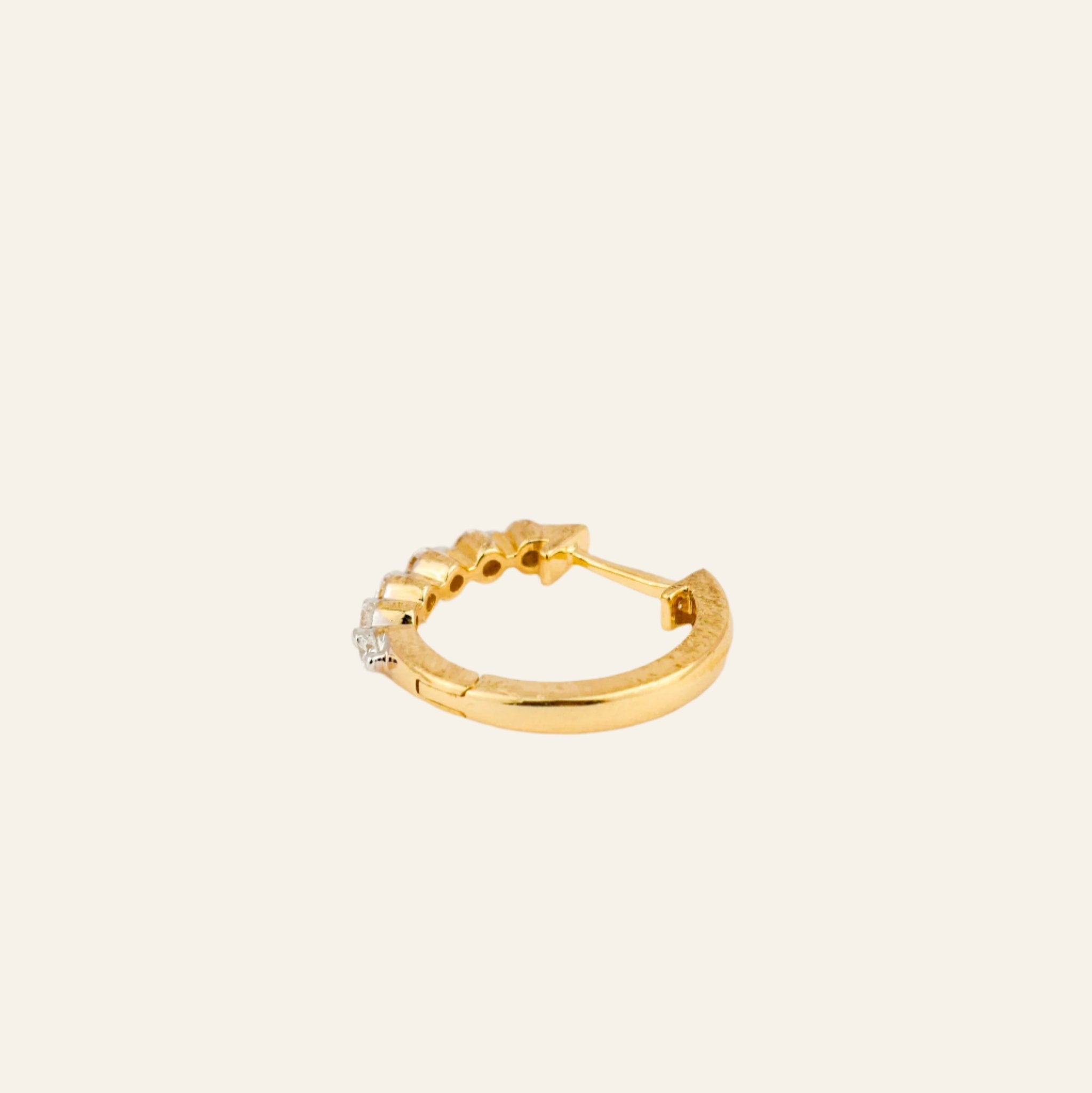 String of Diamonds Single Gold Hoop