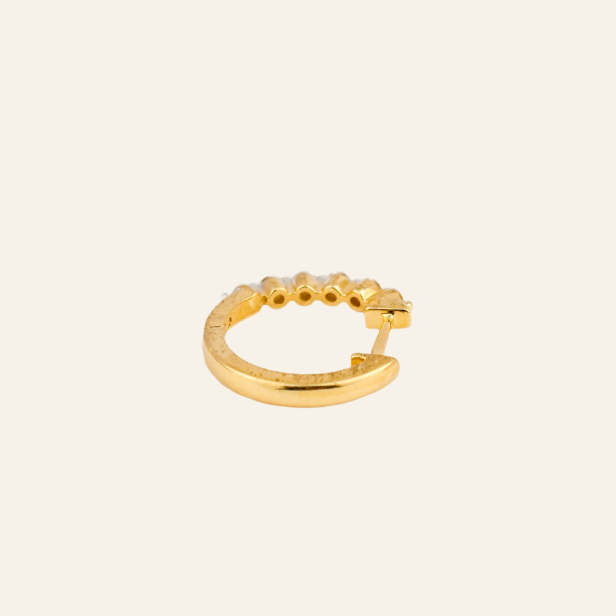 String of Diamonds Single Gold Hoop