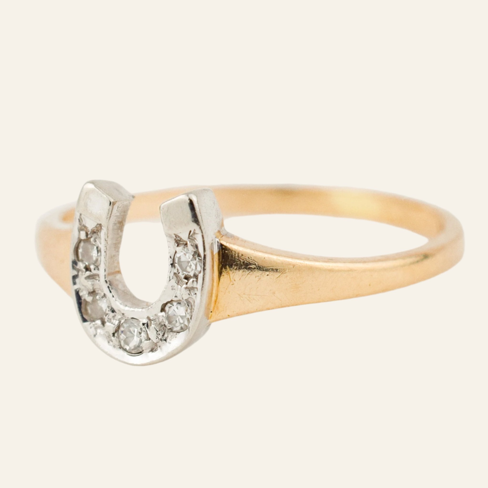 vintage gold  diamond horseshoe ring