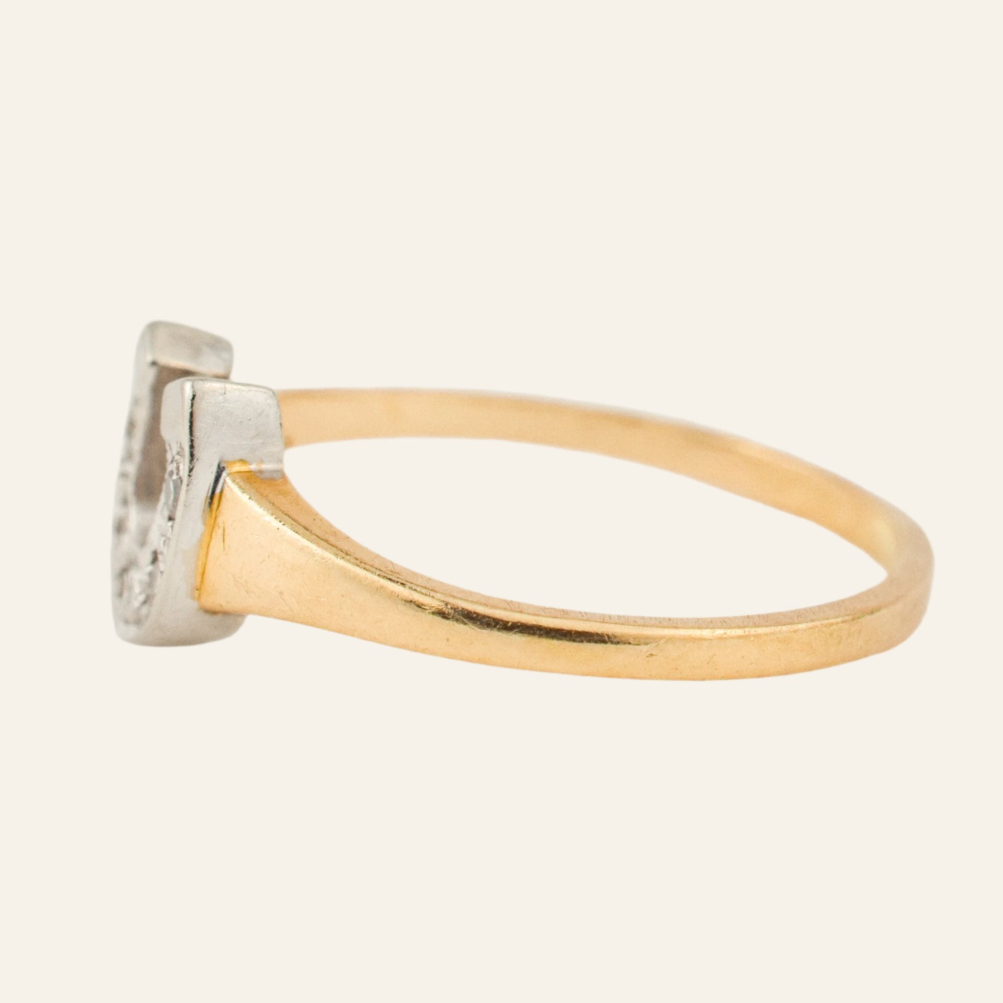 vintage gold  diamond horseshoe ring