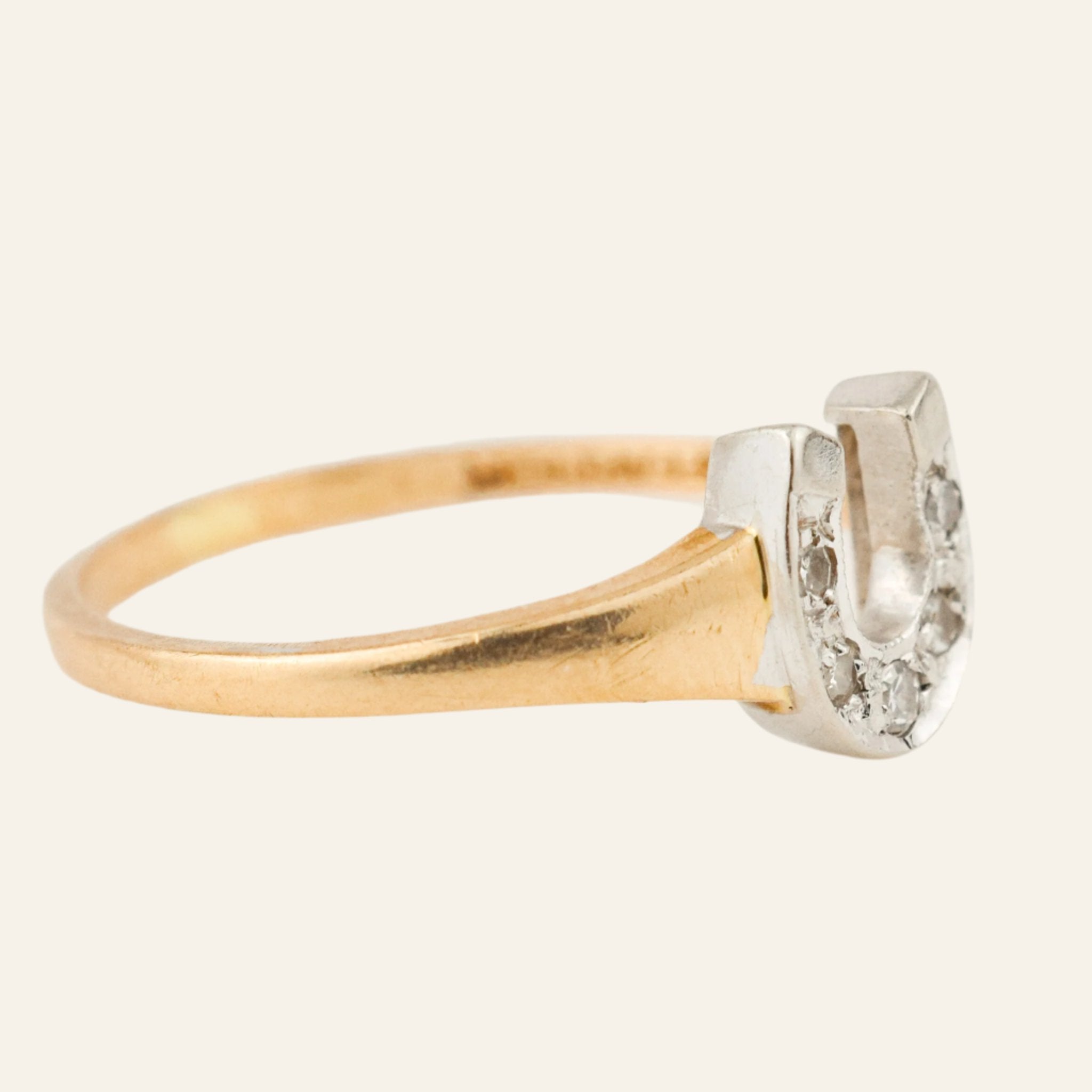 vintage gold  diamond horseshoe ring