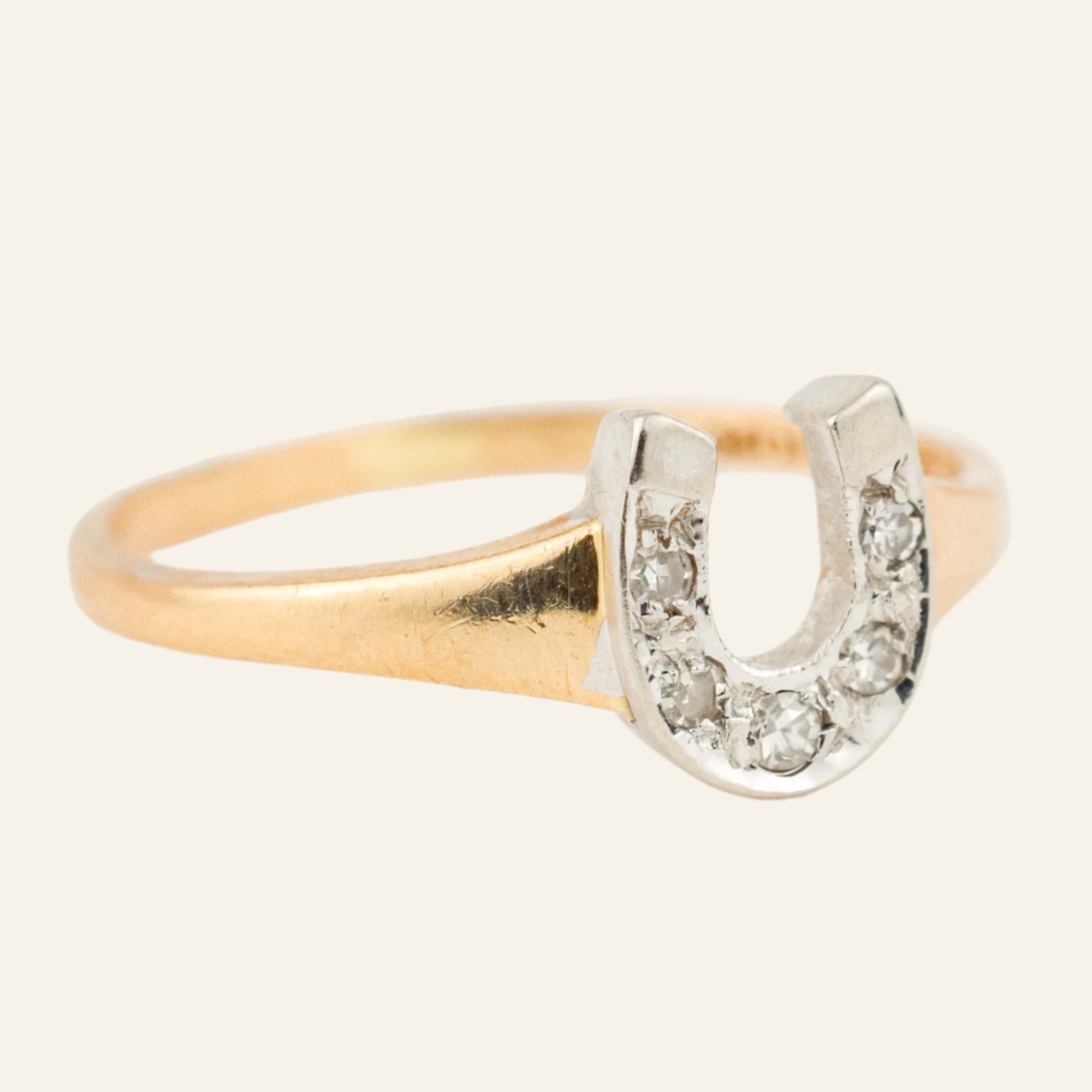 vintage gold  diamond horseshoe ring