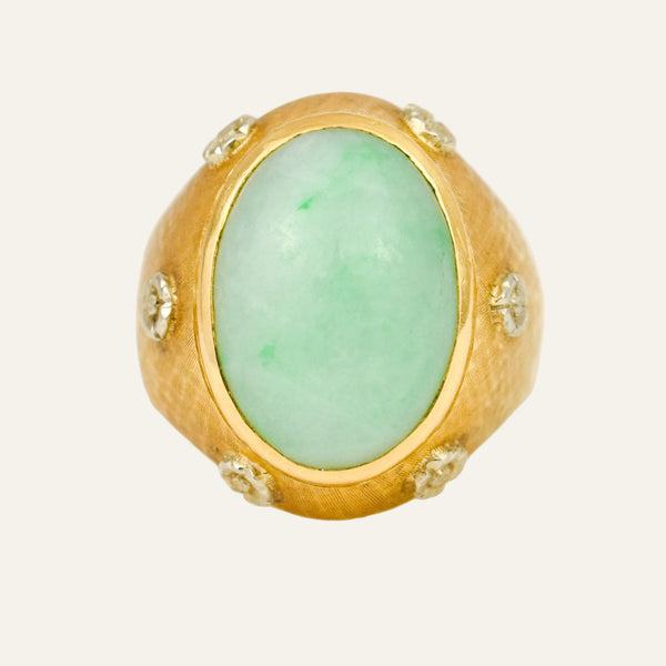 Cabochon Jade and Diamond Ring