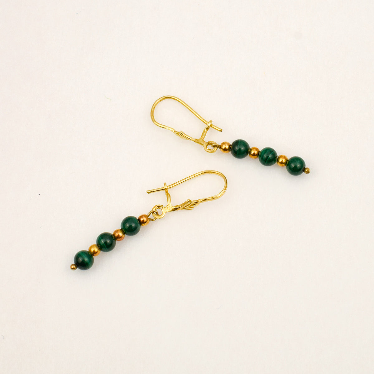 Malachite Bead Drop Earrings