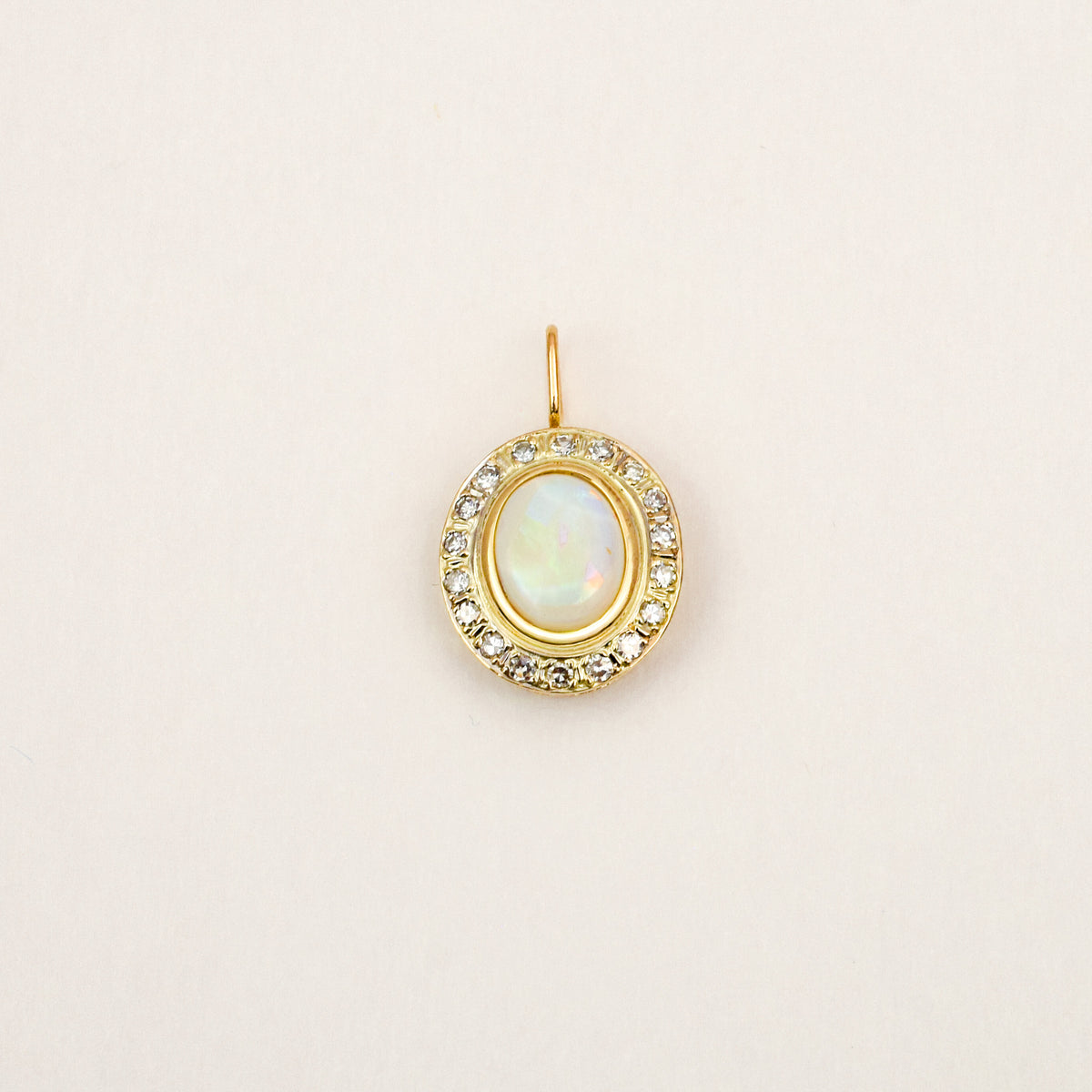 Opal Diamond Halo Pendant