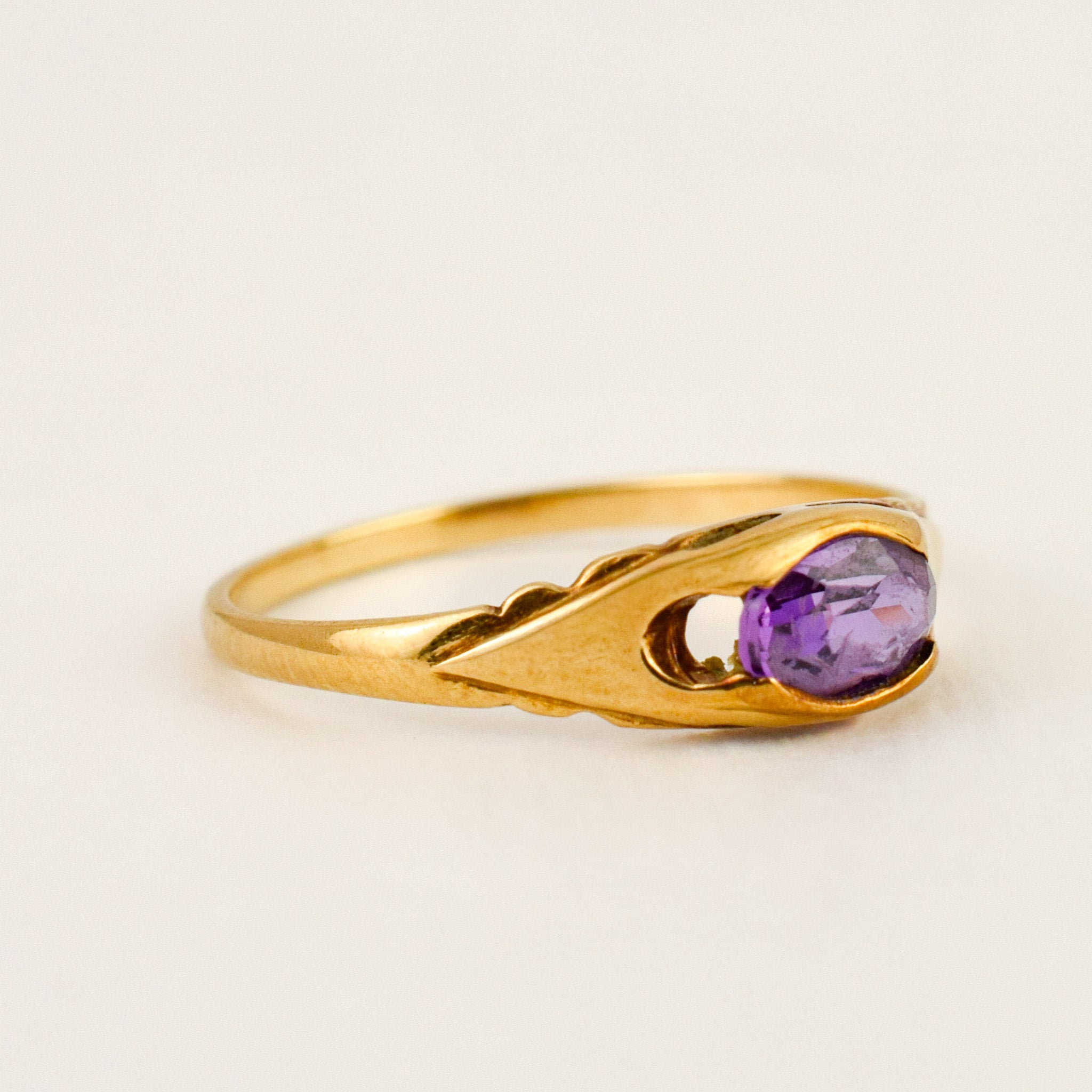 Solitaire Amethyst Ring