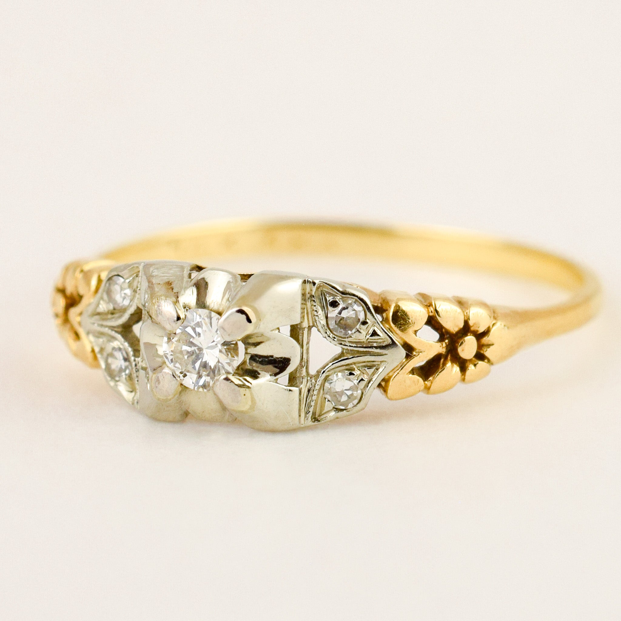 Floral Motif Diamond Engagement Ring