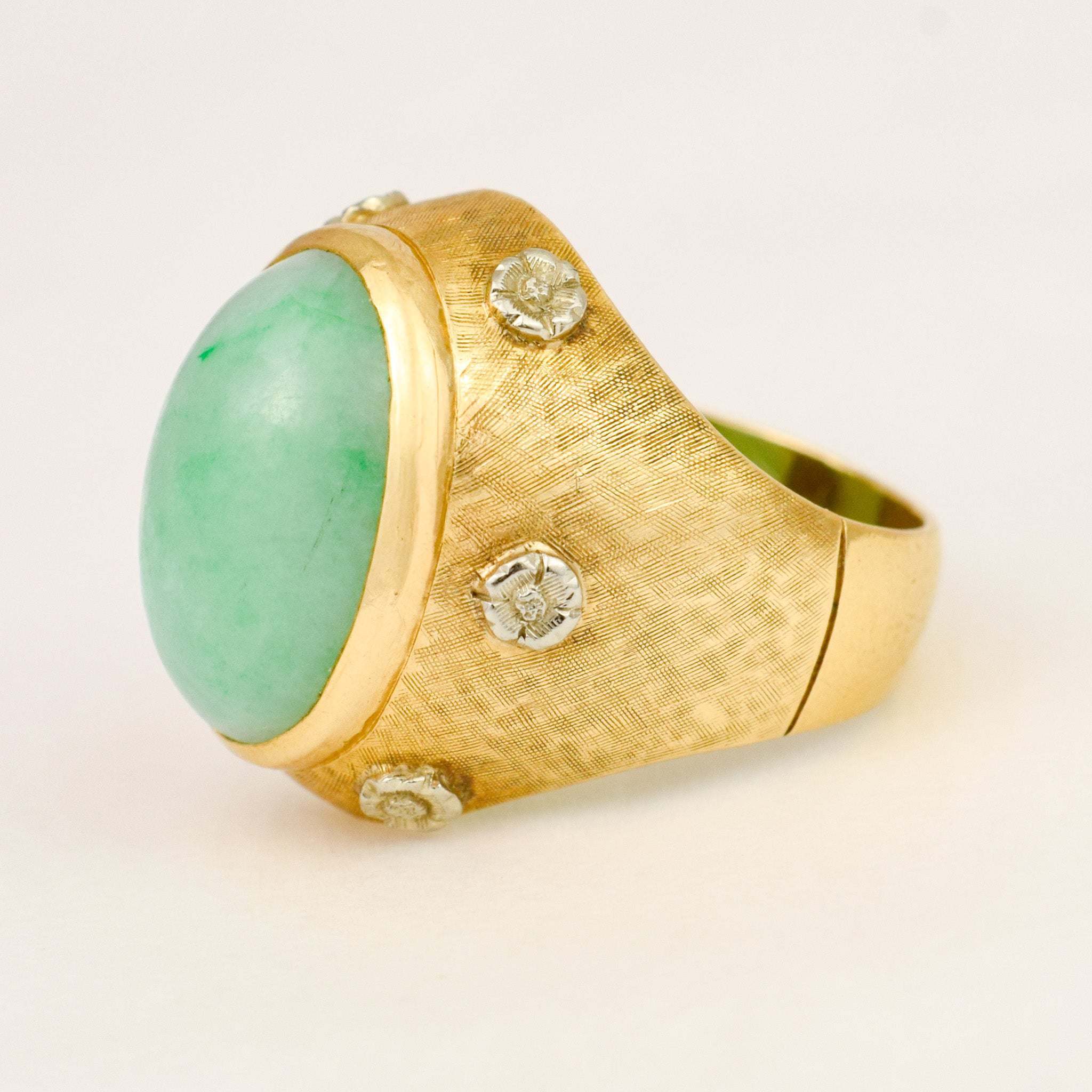 Cabochon Jade and Diamond Ring