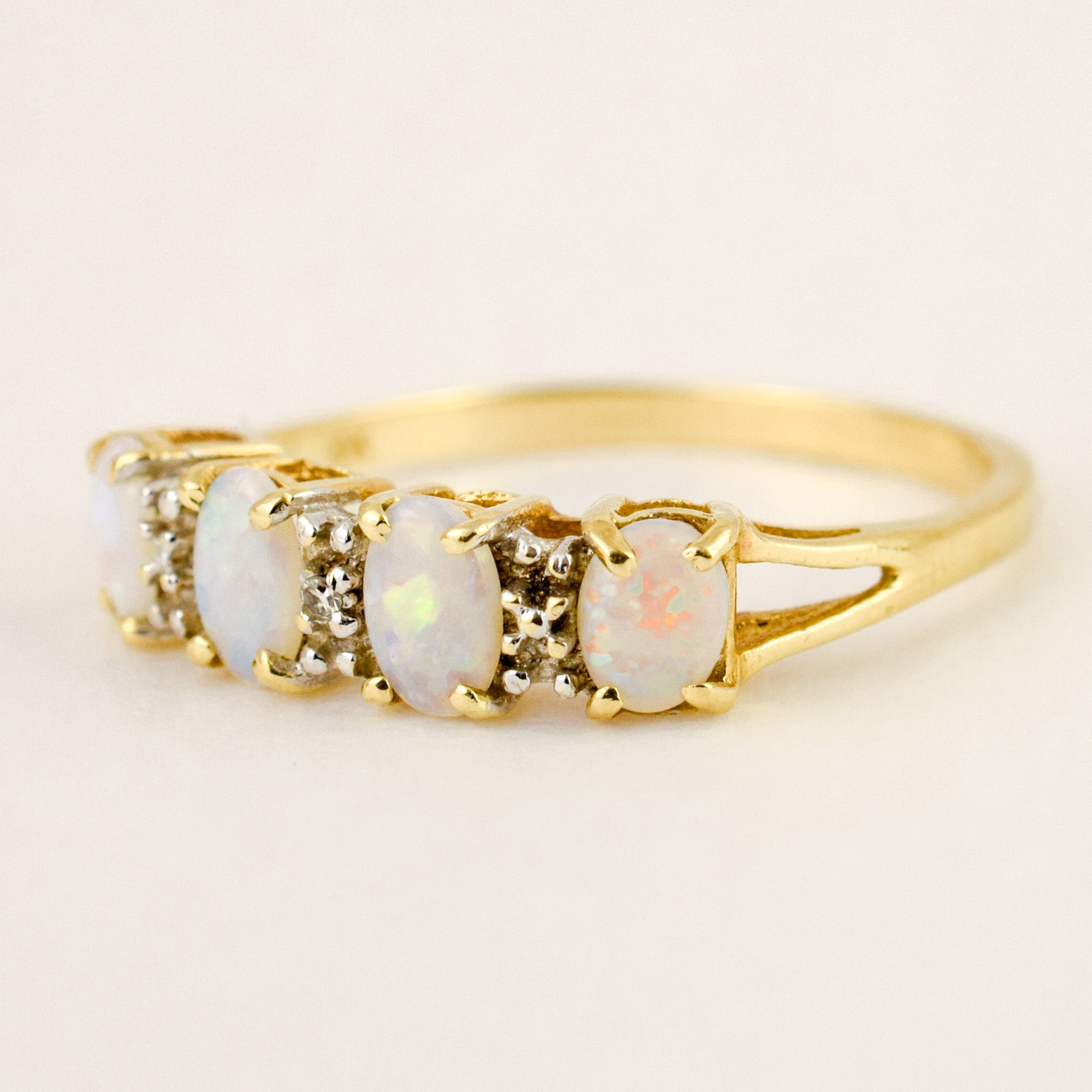4 Opal and Diamond Band