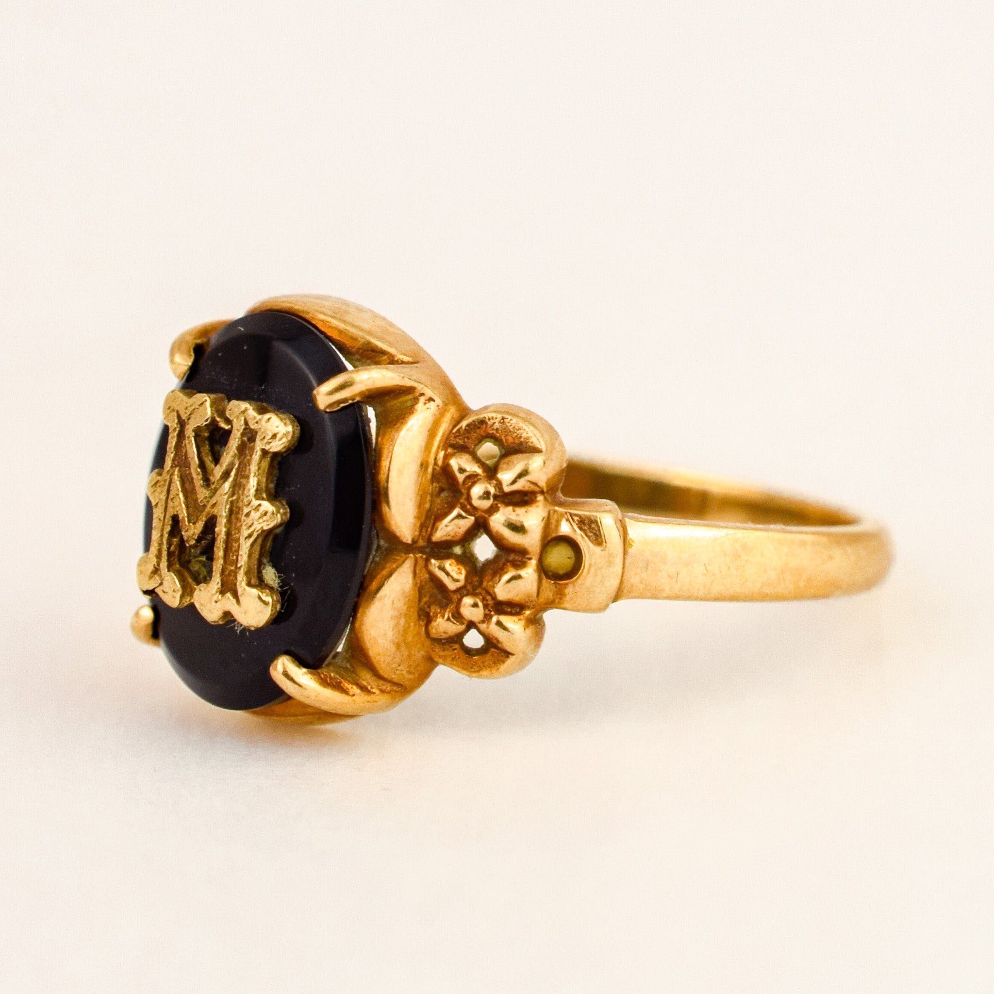 'M' Onyx Signet Ring