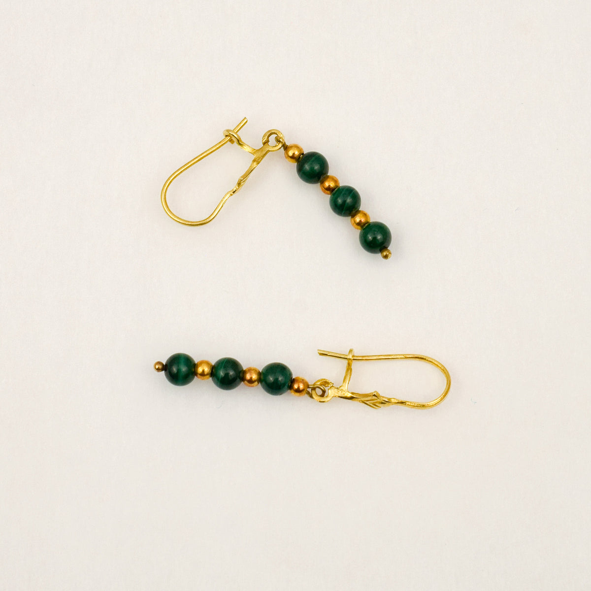 Malachite Bead Drop Earrings
