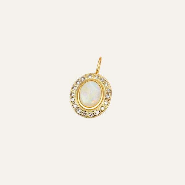 Opal Diamond Halo Pendant