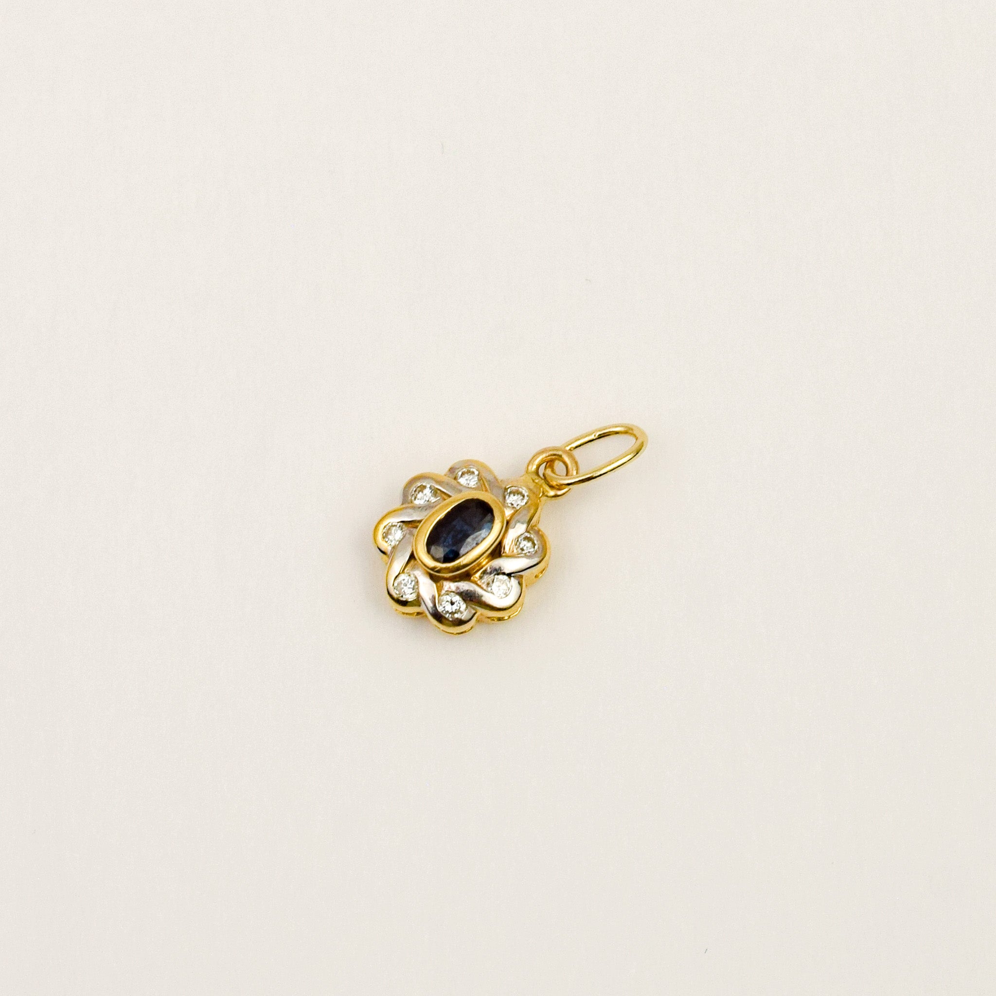 Diamond and Sapphire Flower Pendant