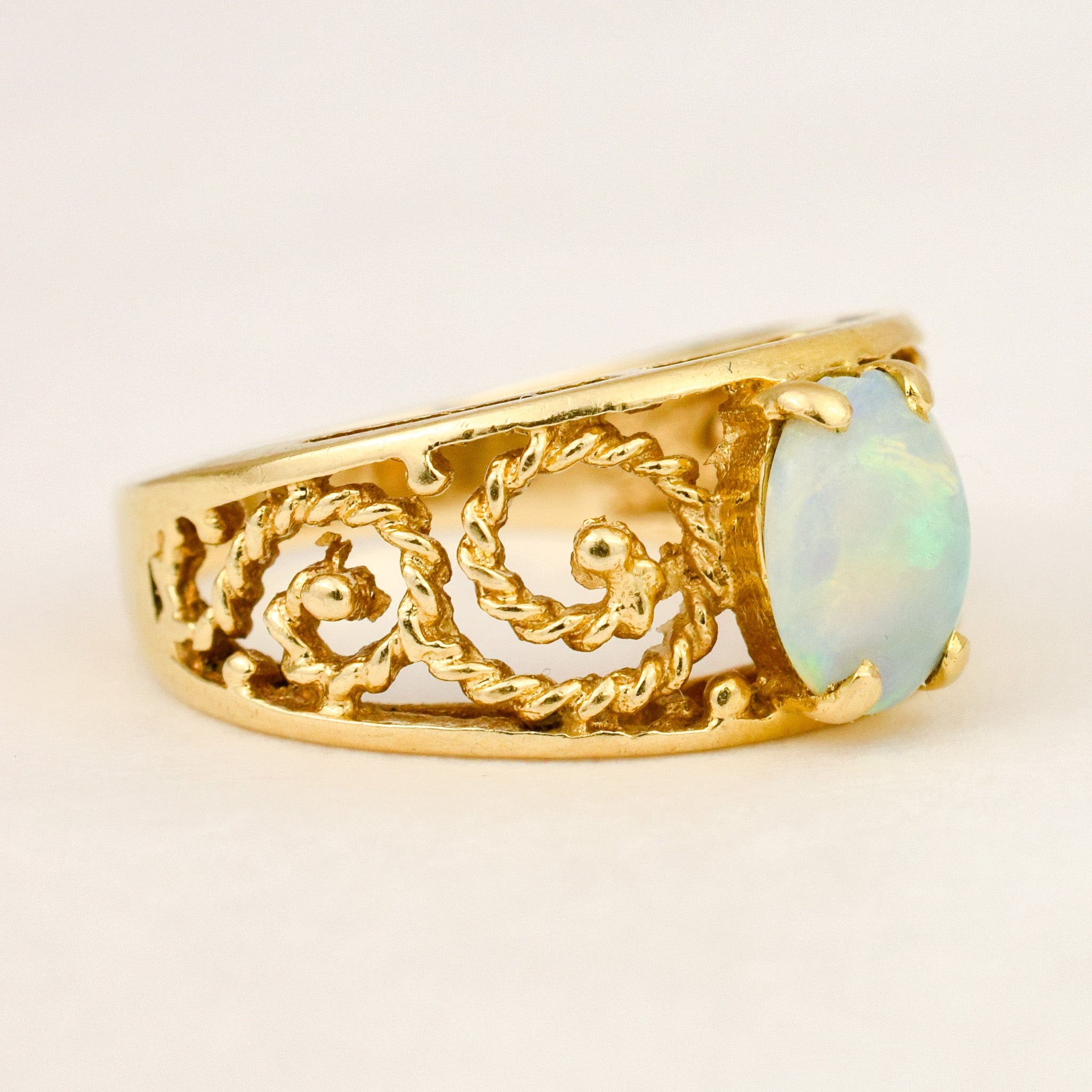 Opal Scrollwork Ring