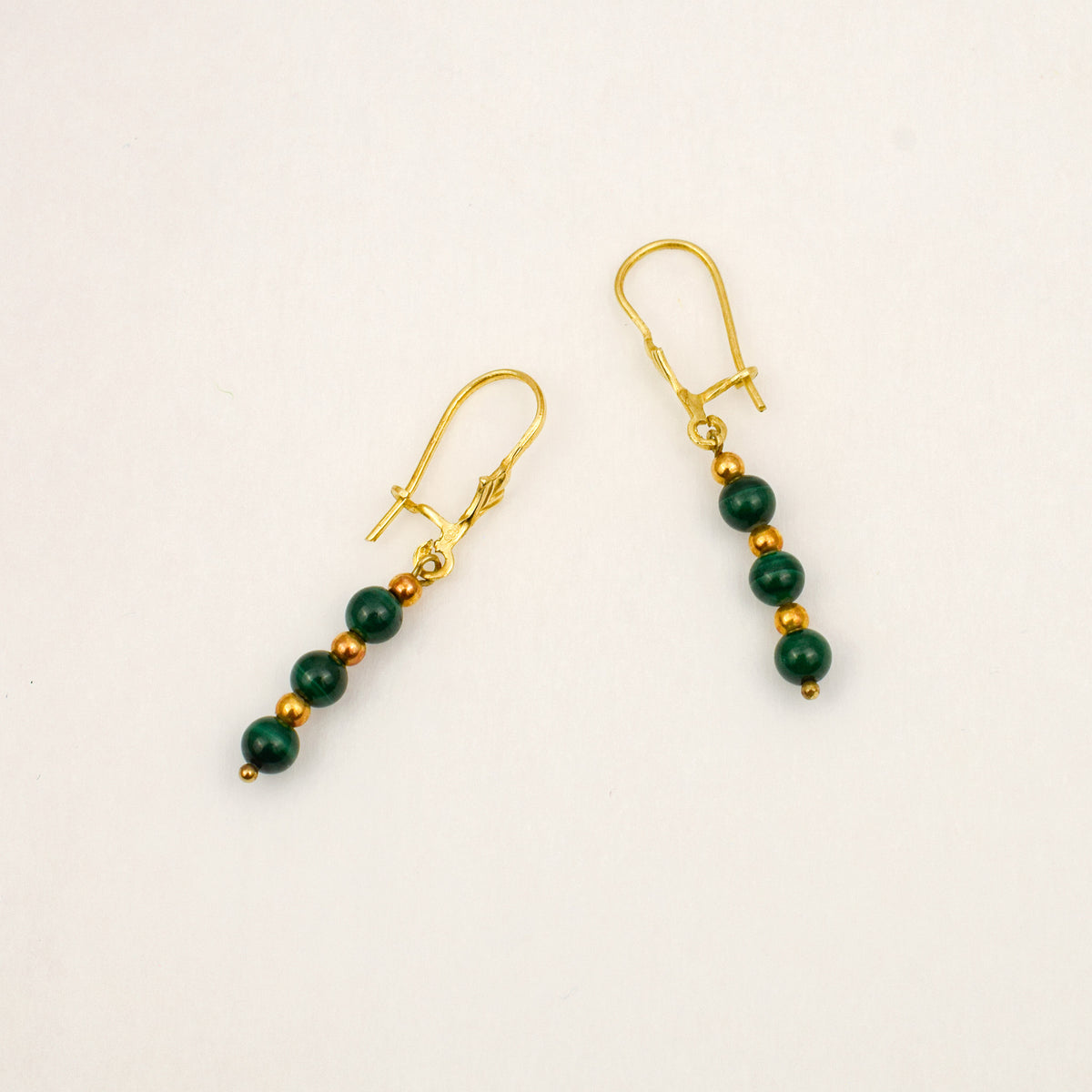 Malachite Bead Drop Earrings