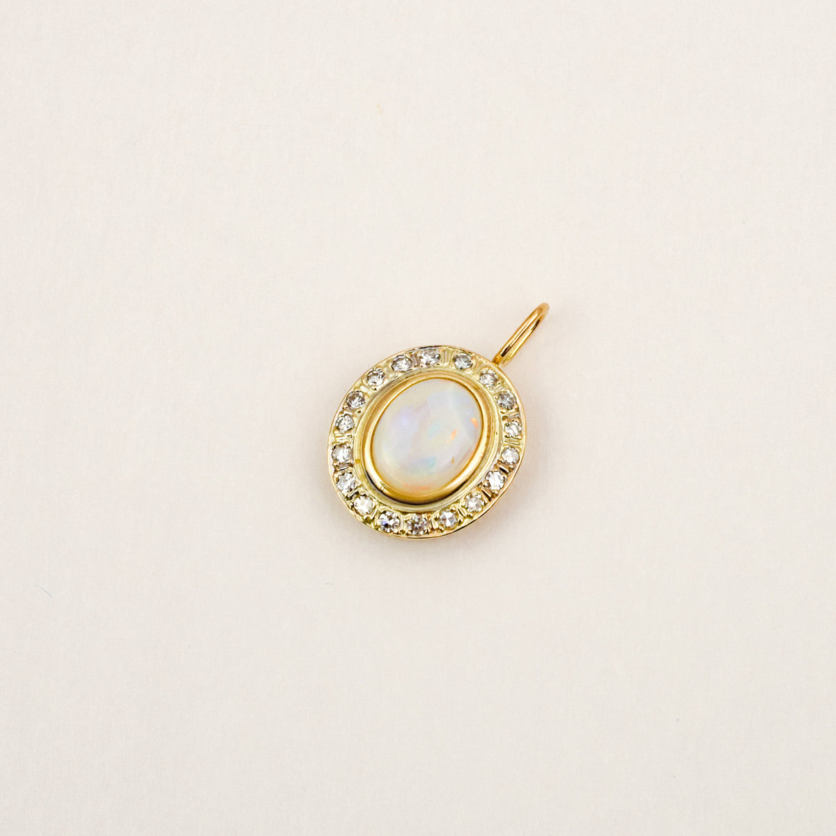 Opal Diamond Halo Pendant