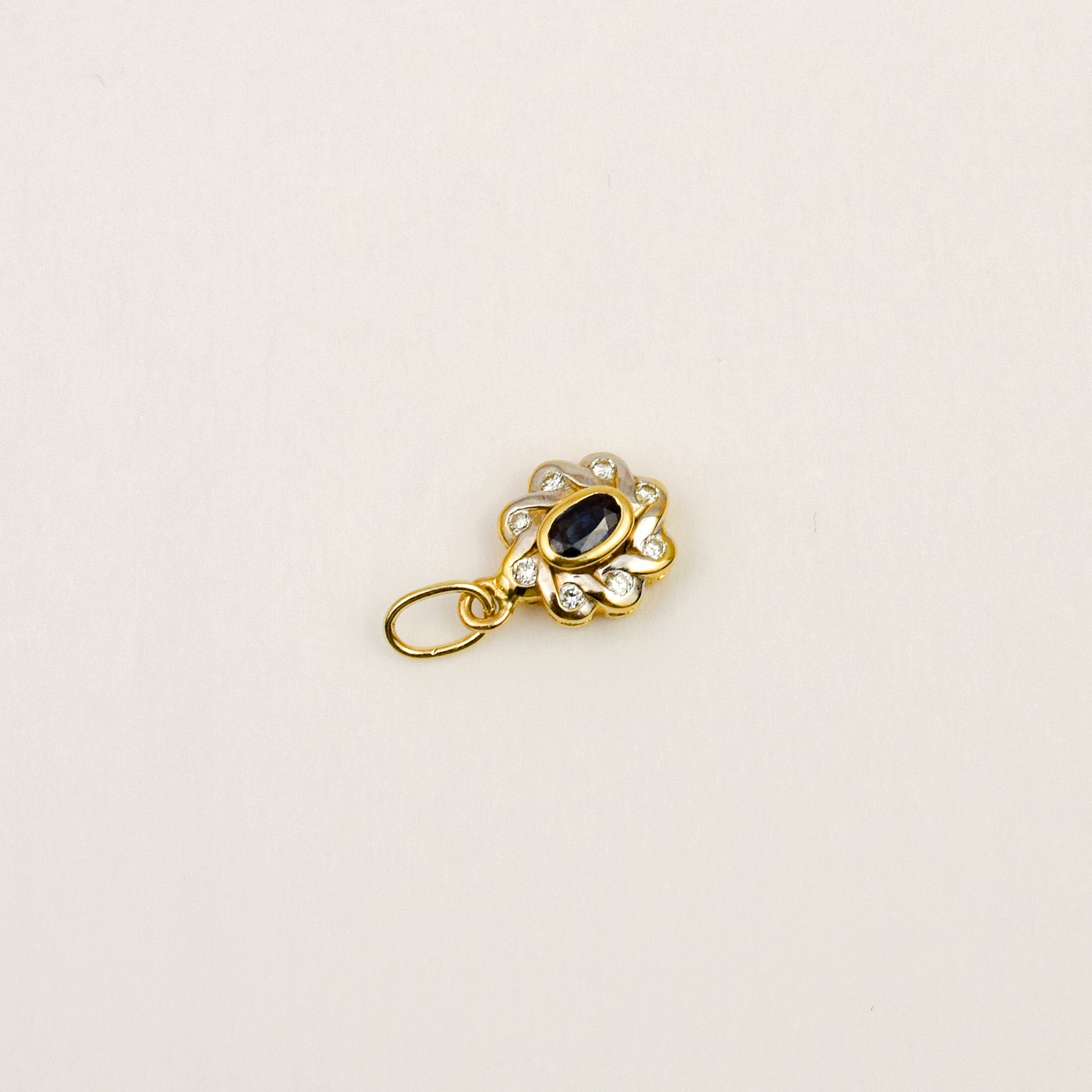Diamond and Sapphire Flower Pendant