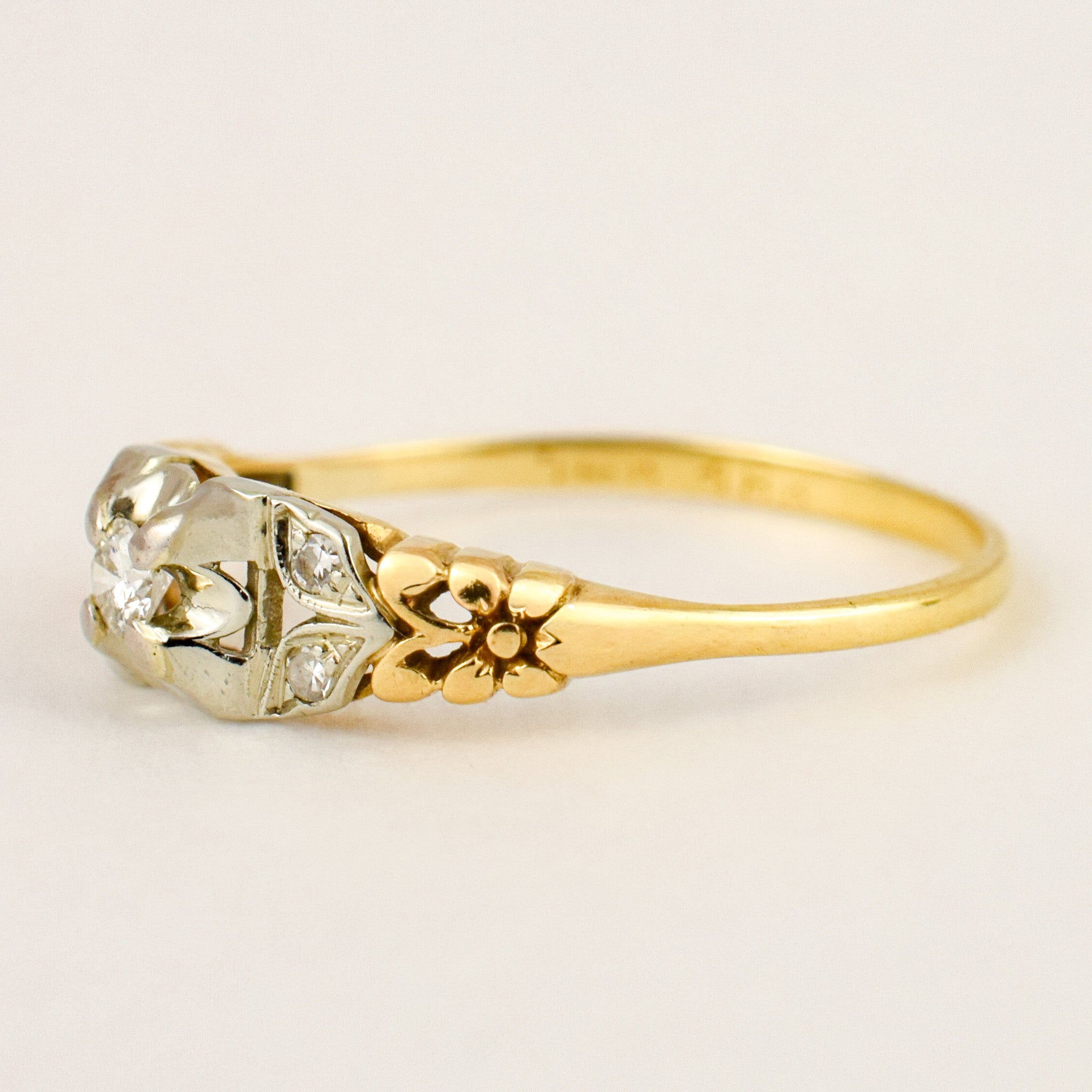 Floral Motif Diamond Engagement Ring