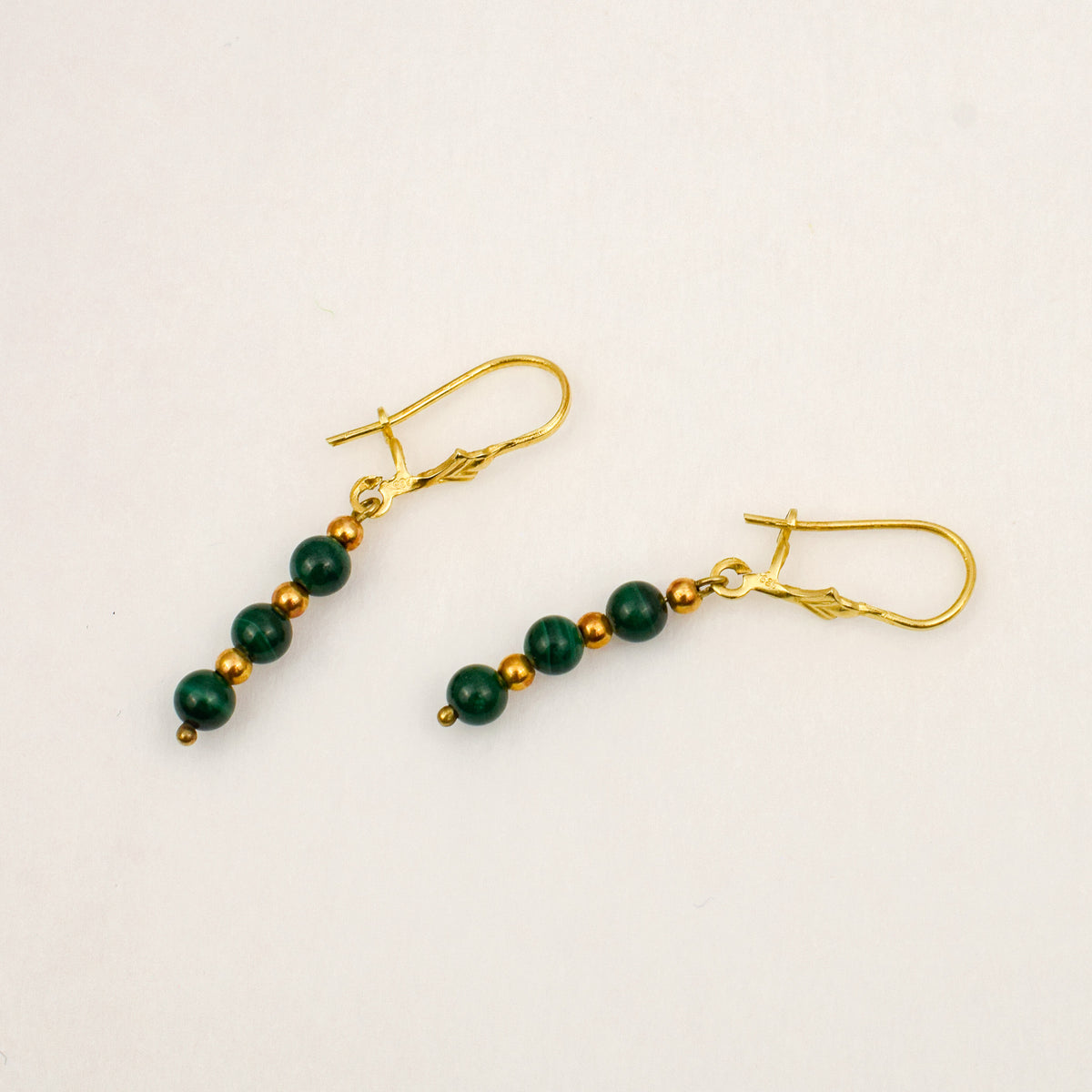Malachite Bead Drop Earrings