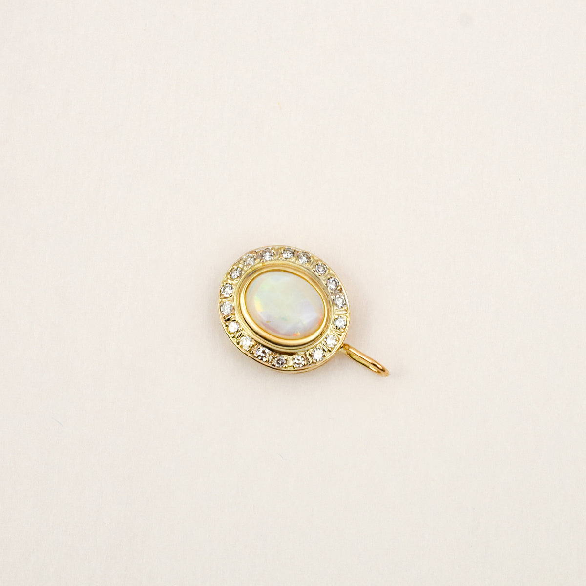 Opal Diamond Halo Pendant
