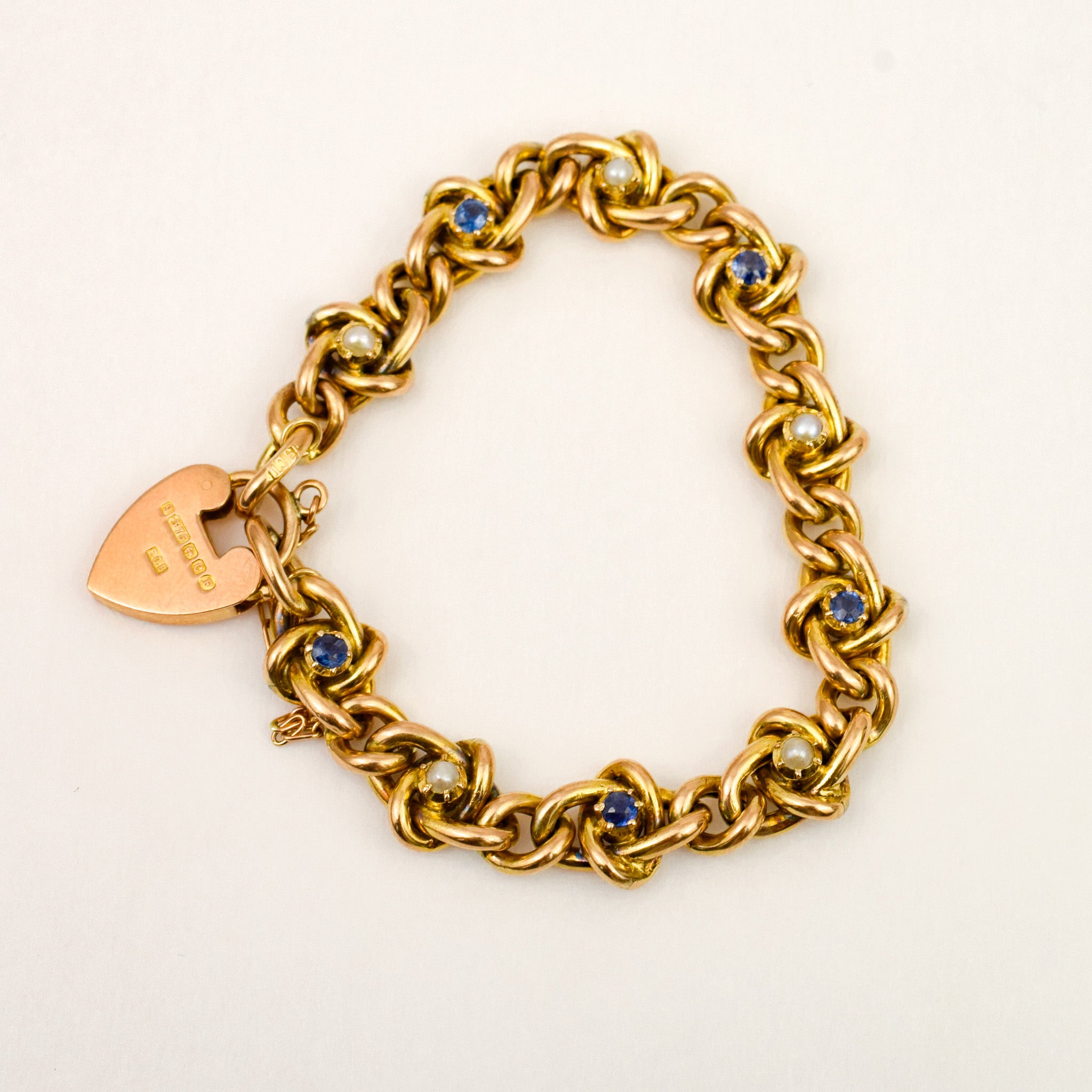 Antique Pearl and Sapphire Curb Bracelet