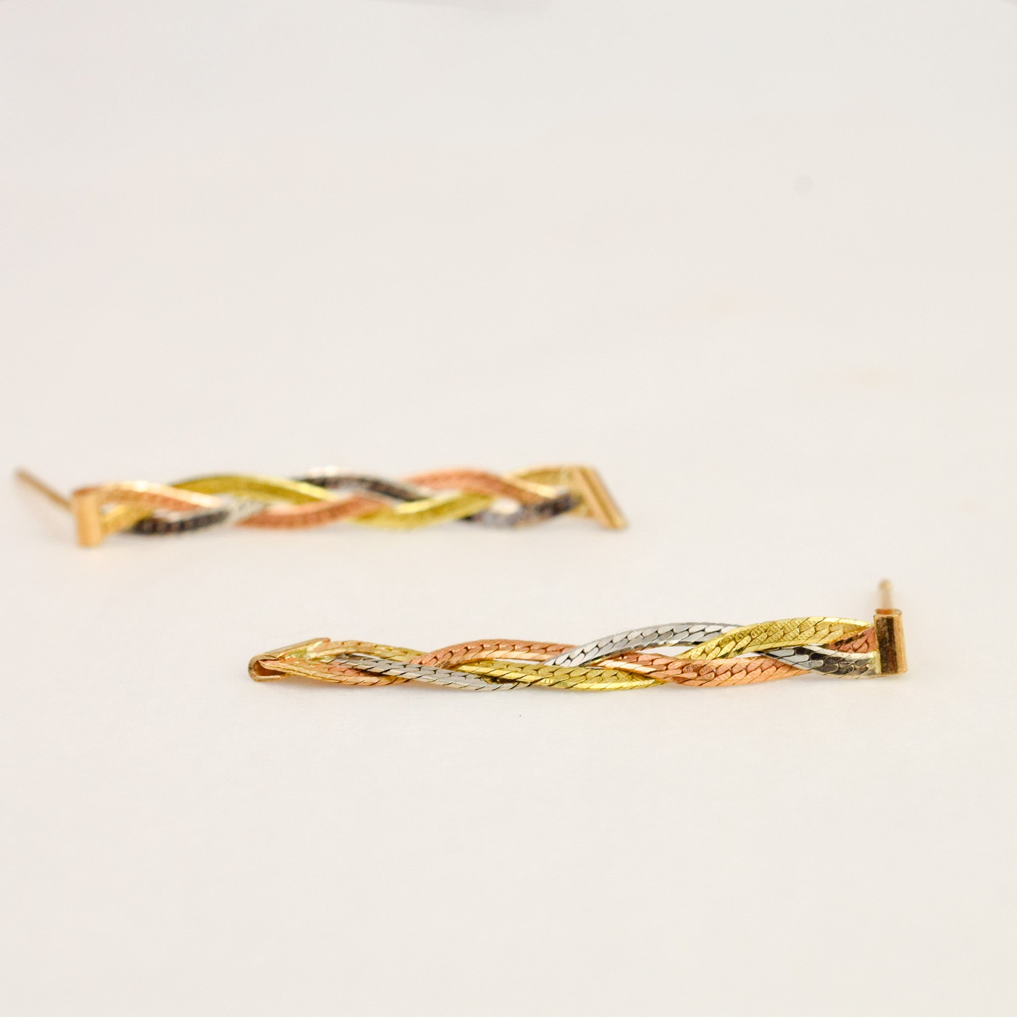 Tri-Tone Braided Earrings