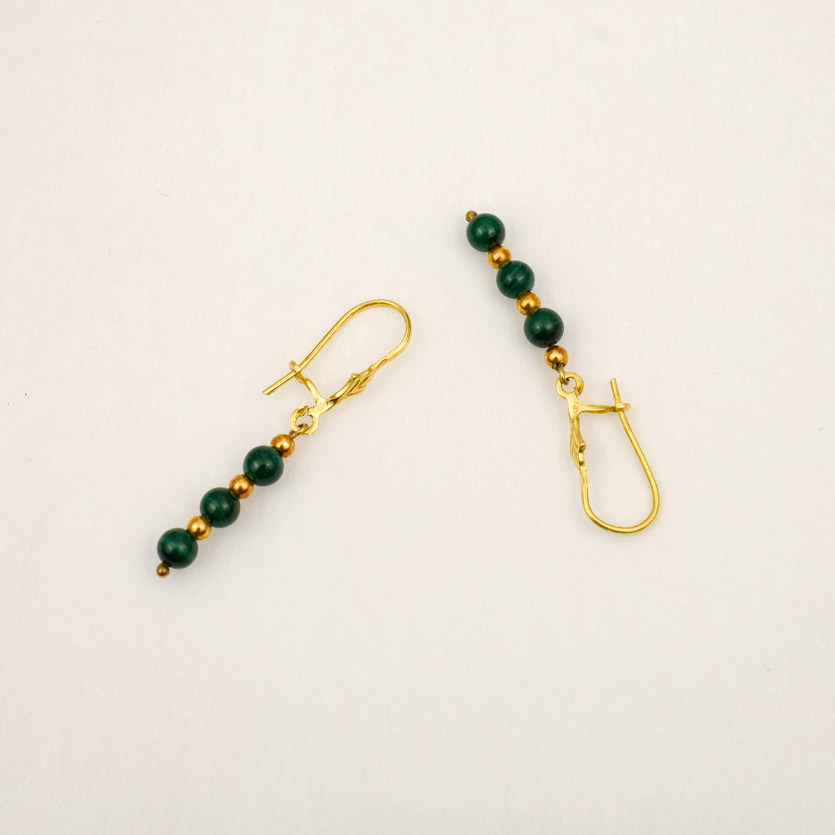 Malachite Bead Drop Earrings