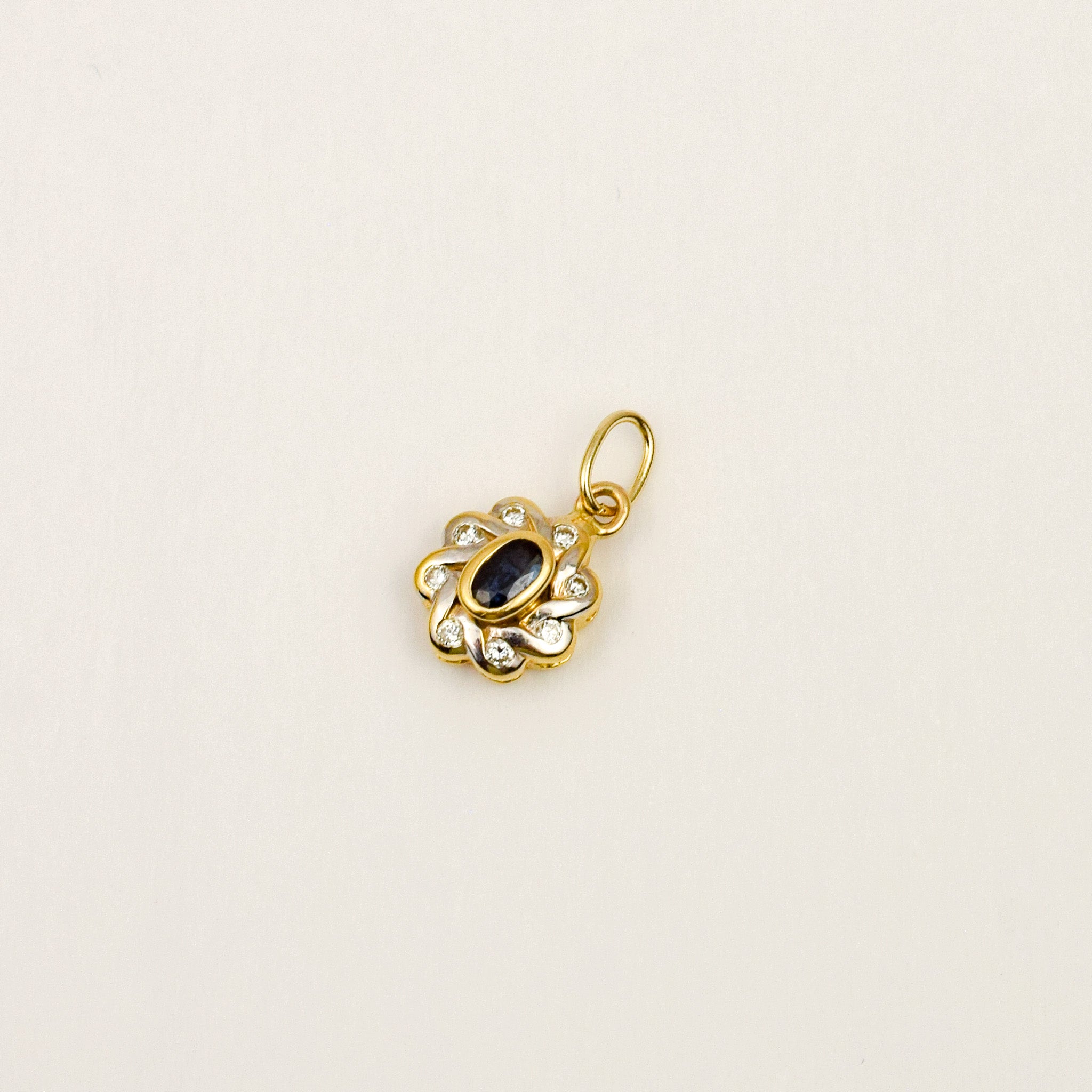 Diamond and Sapphire Flower Pendant