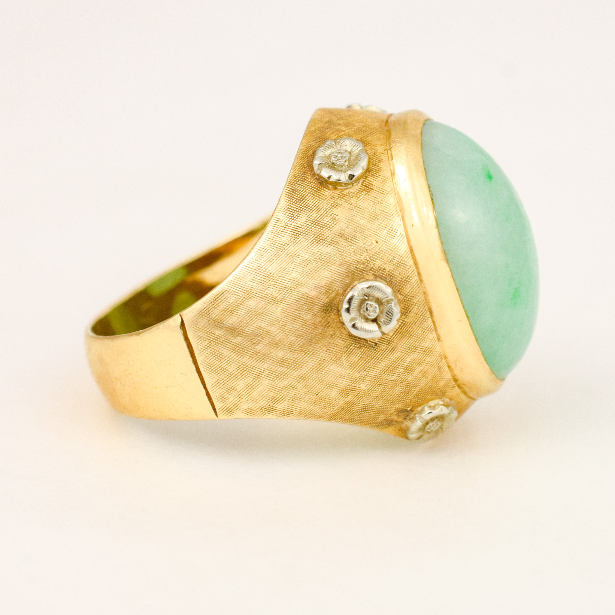 Cabochon Jade and Diamond Ring