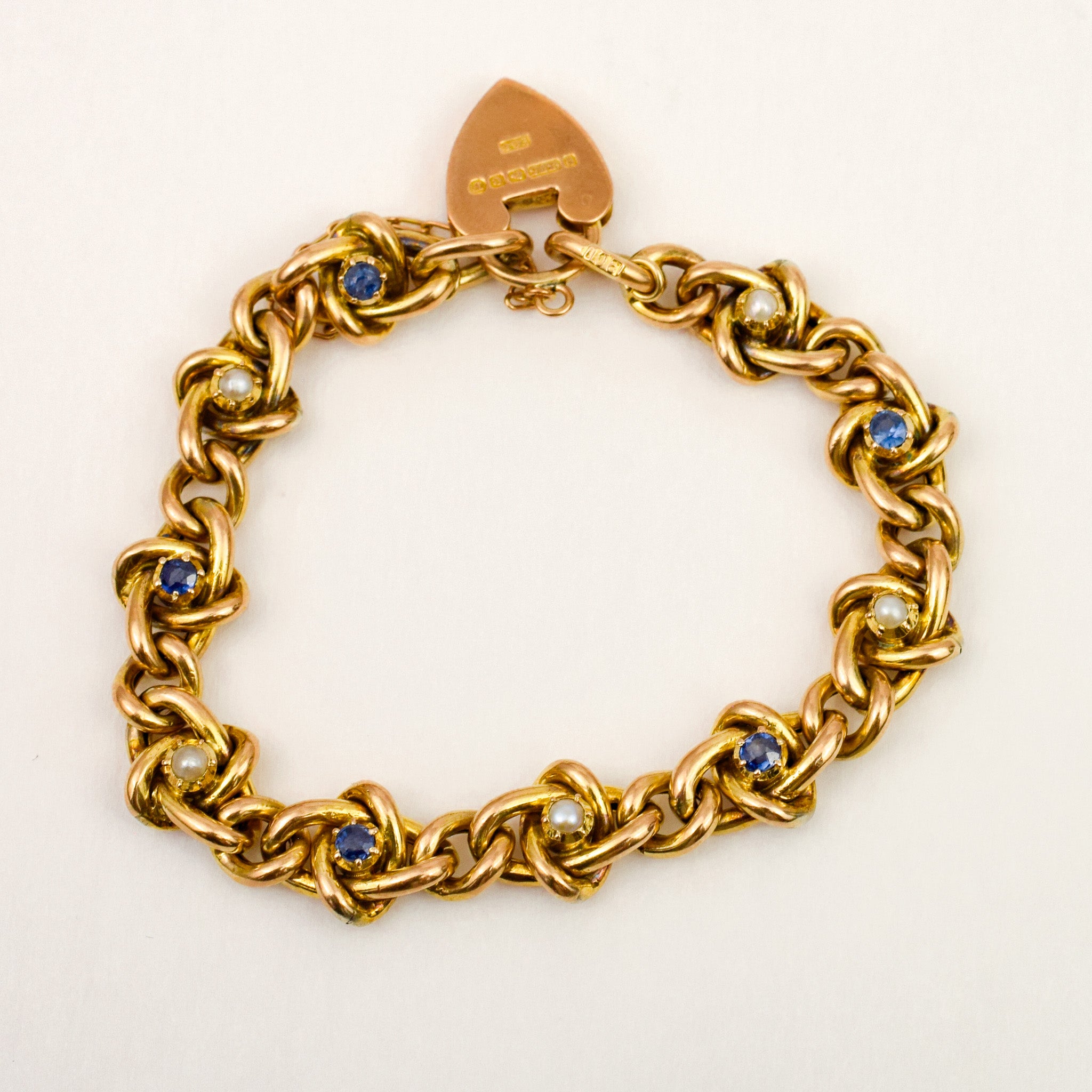 Antique Pearl and Sapphire Curb Bracelet