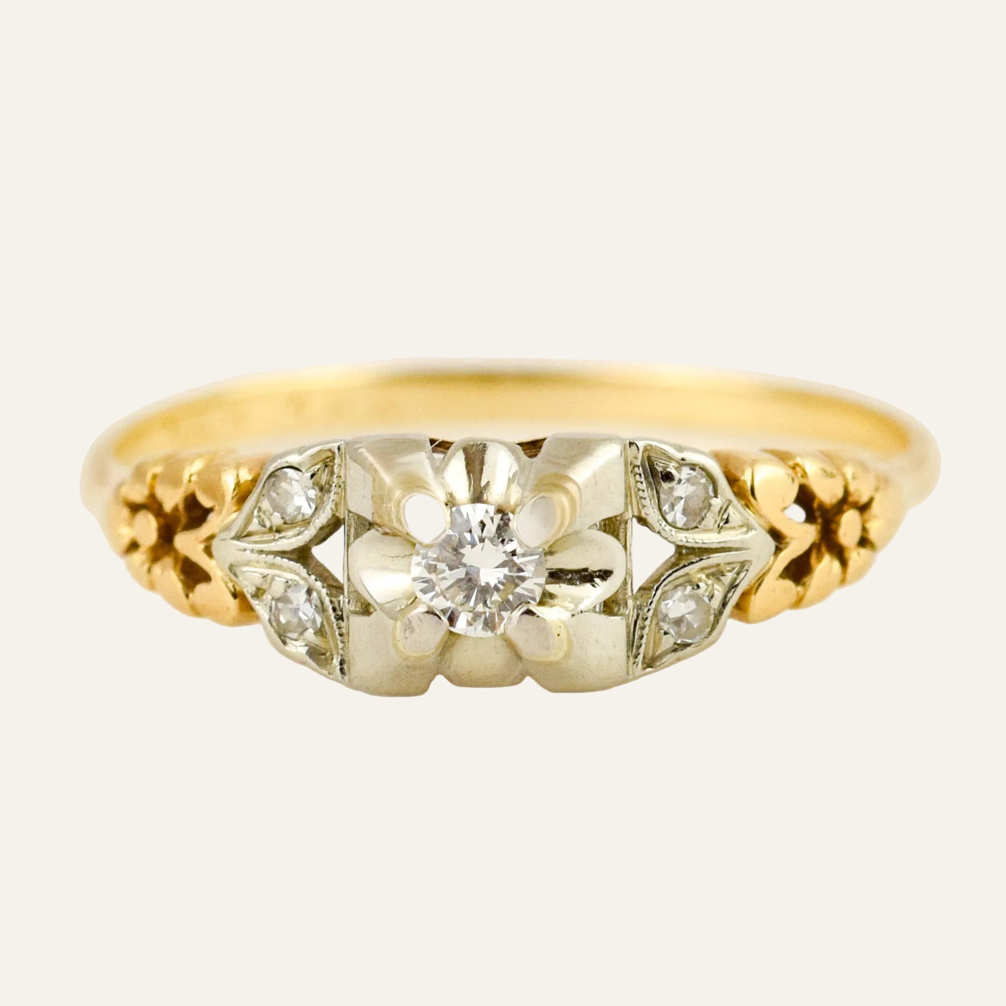 Floral Motif Diamond Engagement Ring