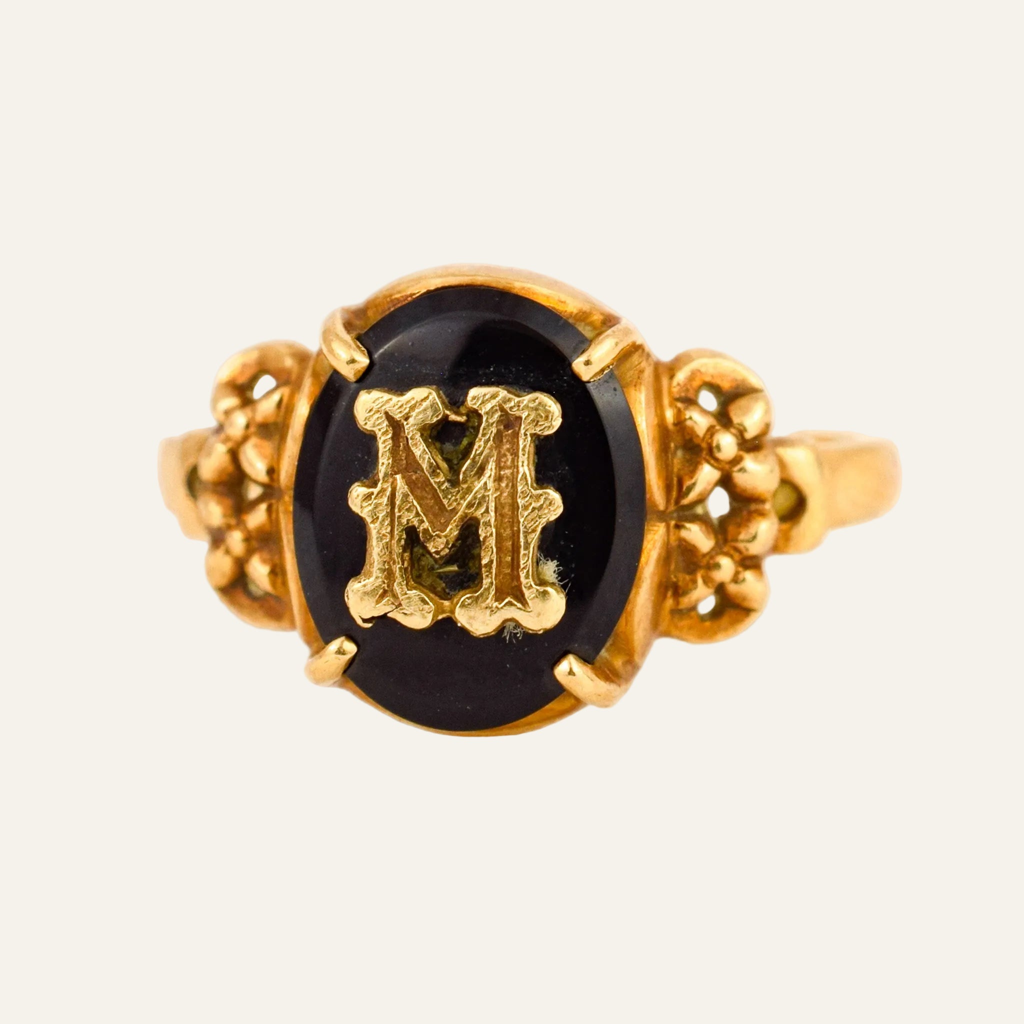 'M' Onyx Signet Ring