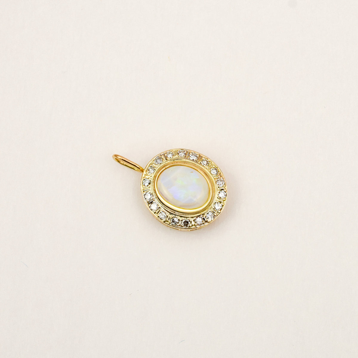 Opal Diamond Halo Pendant