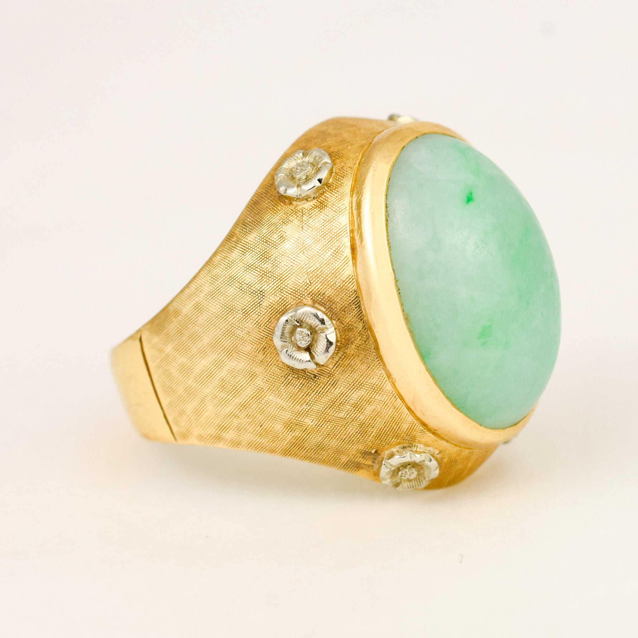 Cabochon Jade and Diamond Ring
