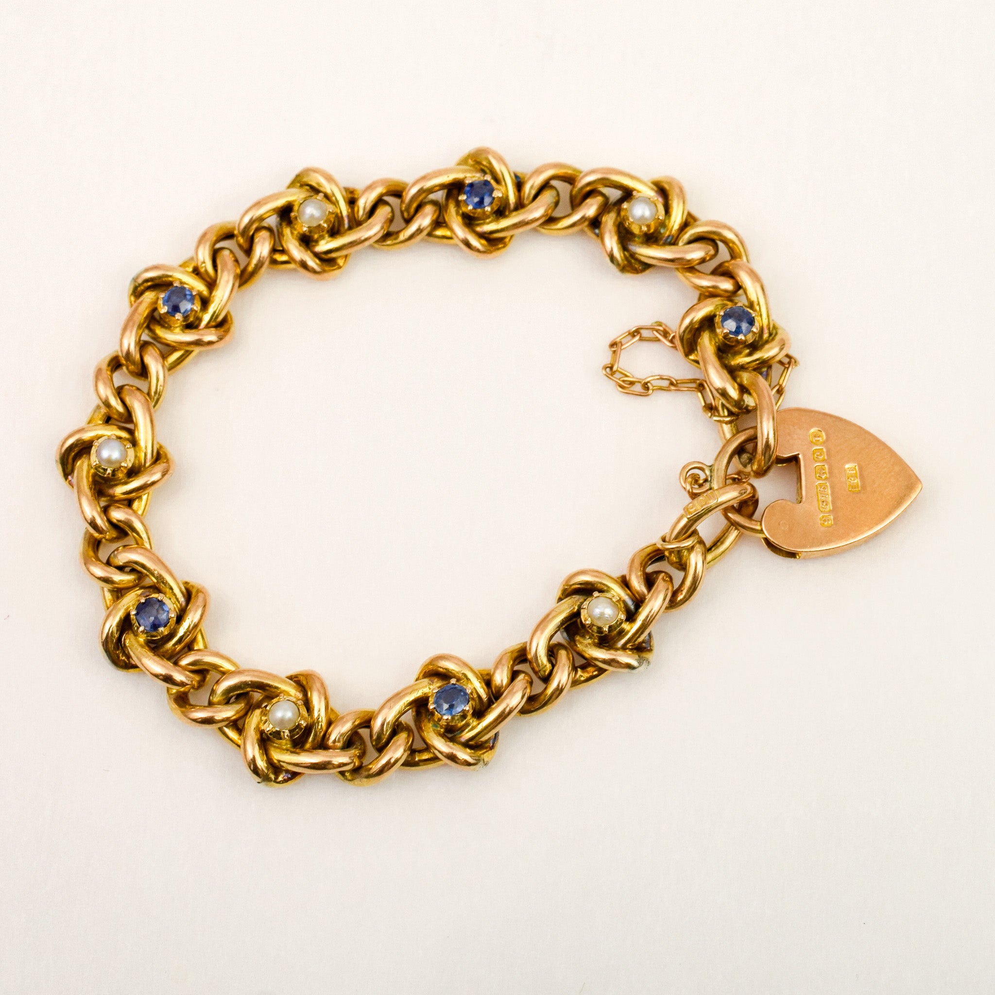 Antique Pearl and Sapphire Curb Bracelet