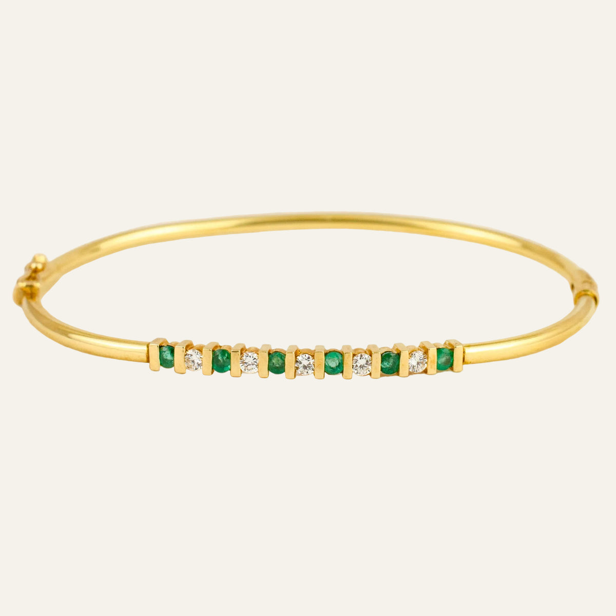 65mm Emerald and Diamond Bangle