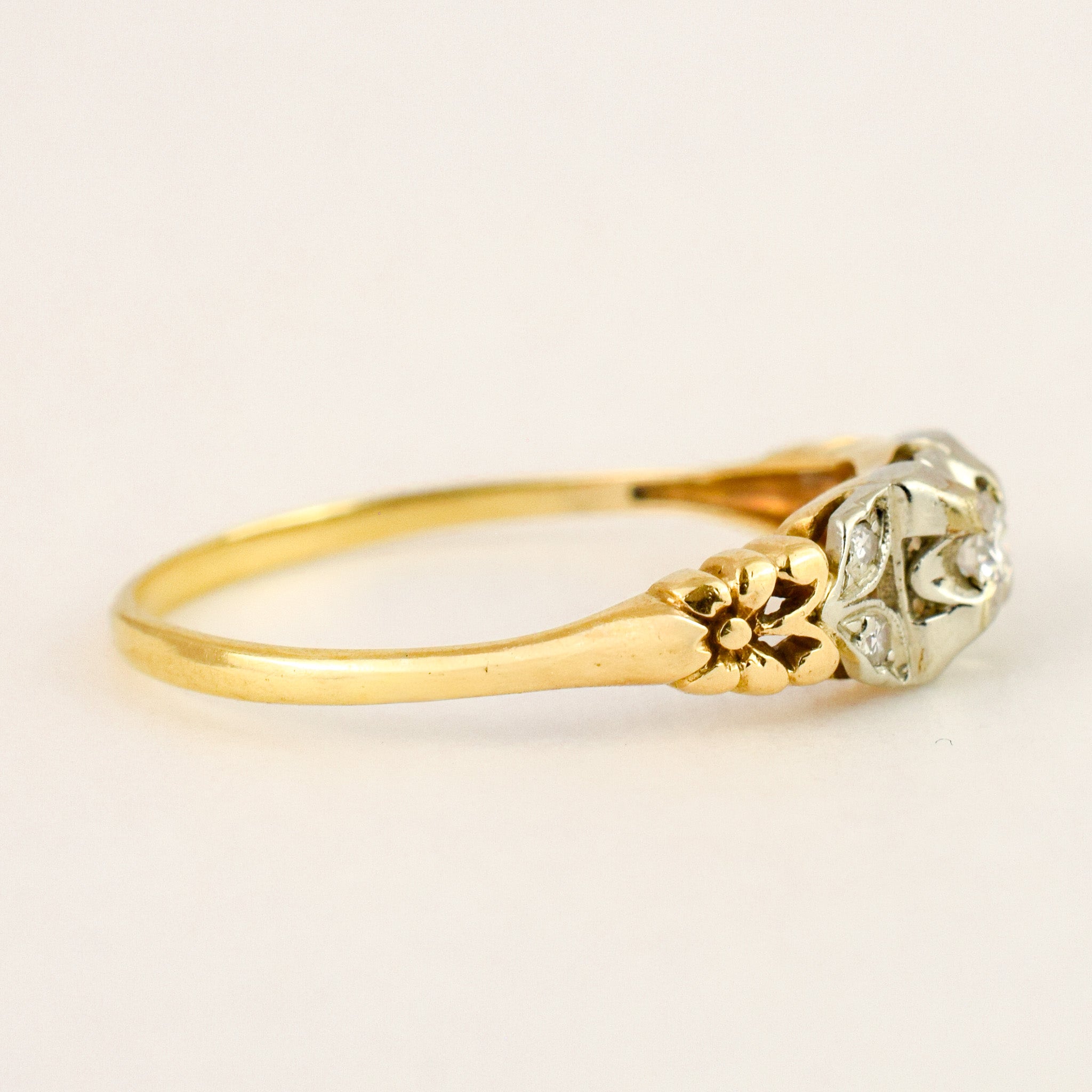 Floral Motif Diamond Engagement Ring
