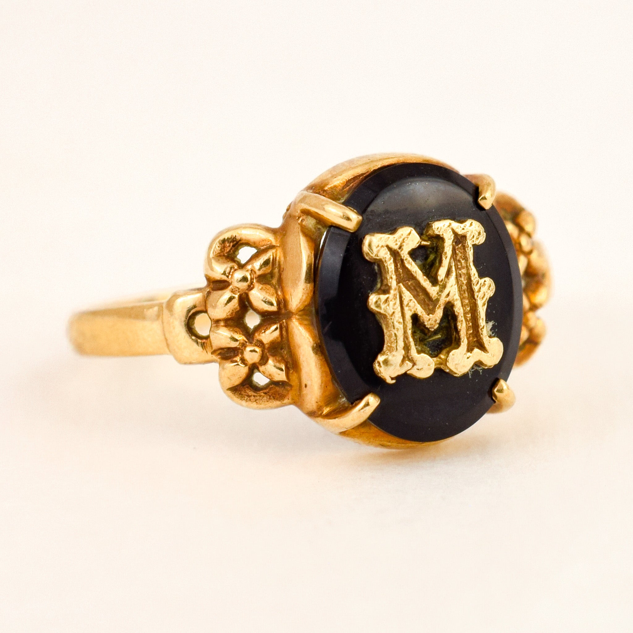 'M' Onyx Signet Ring