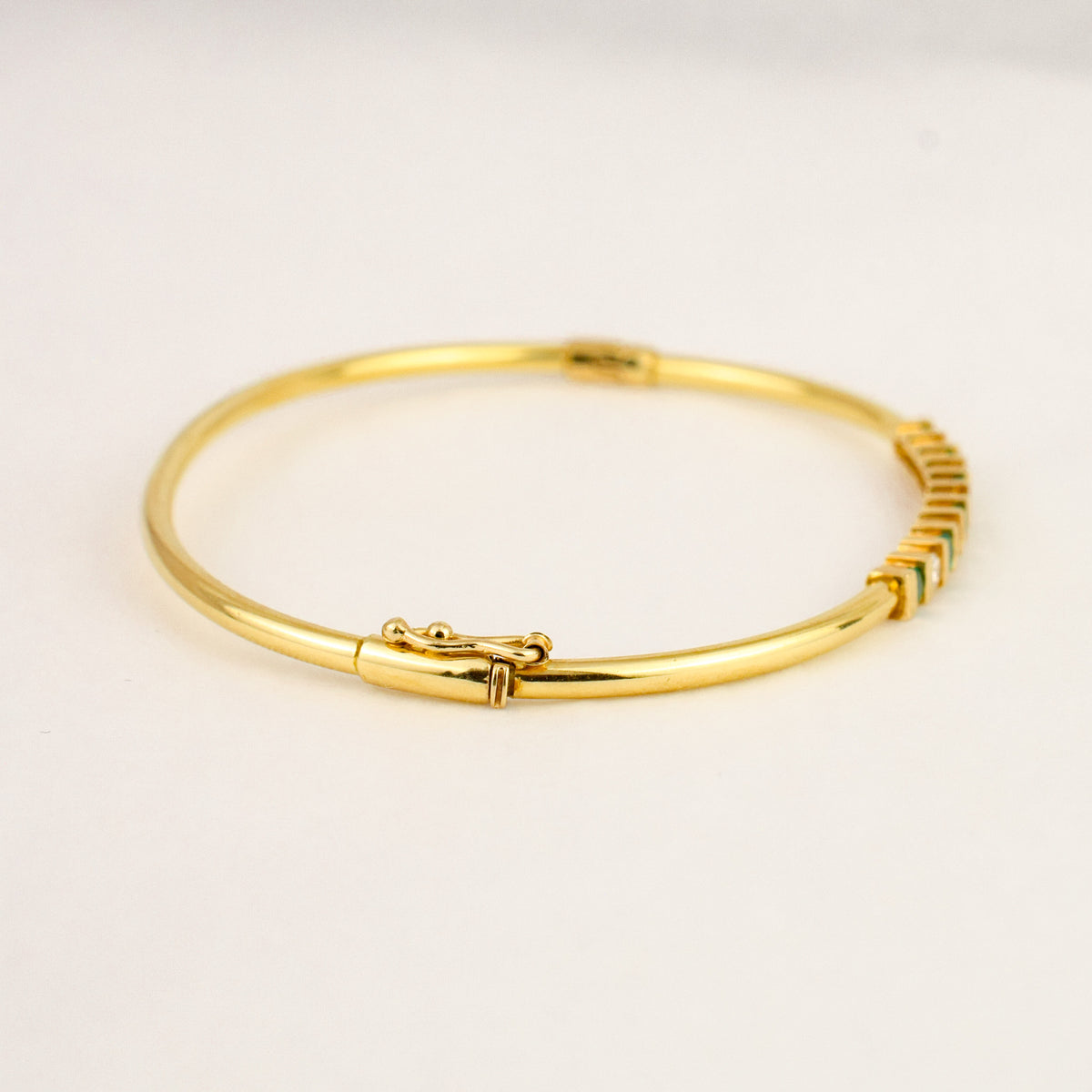 65mm Emerald and Diamond Bangle