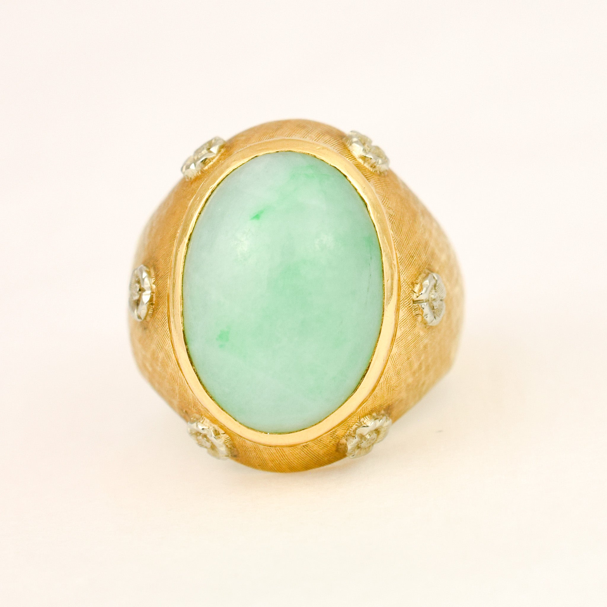 Cabochon Jade and Diamond Ring